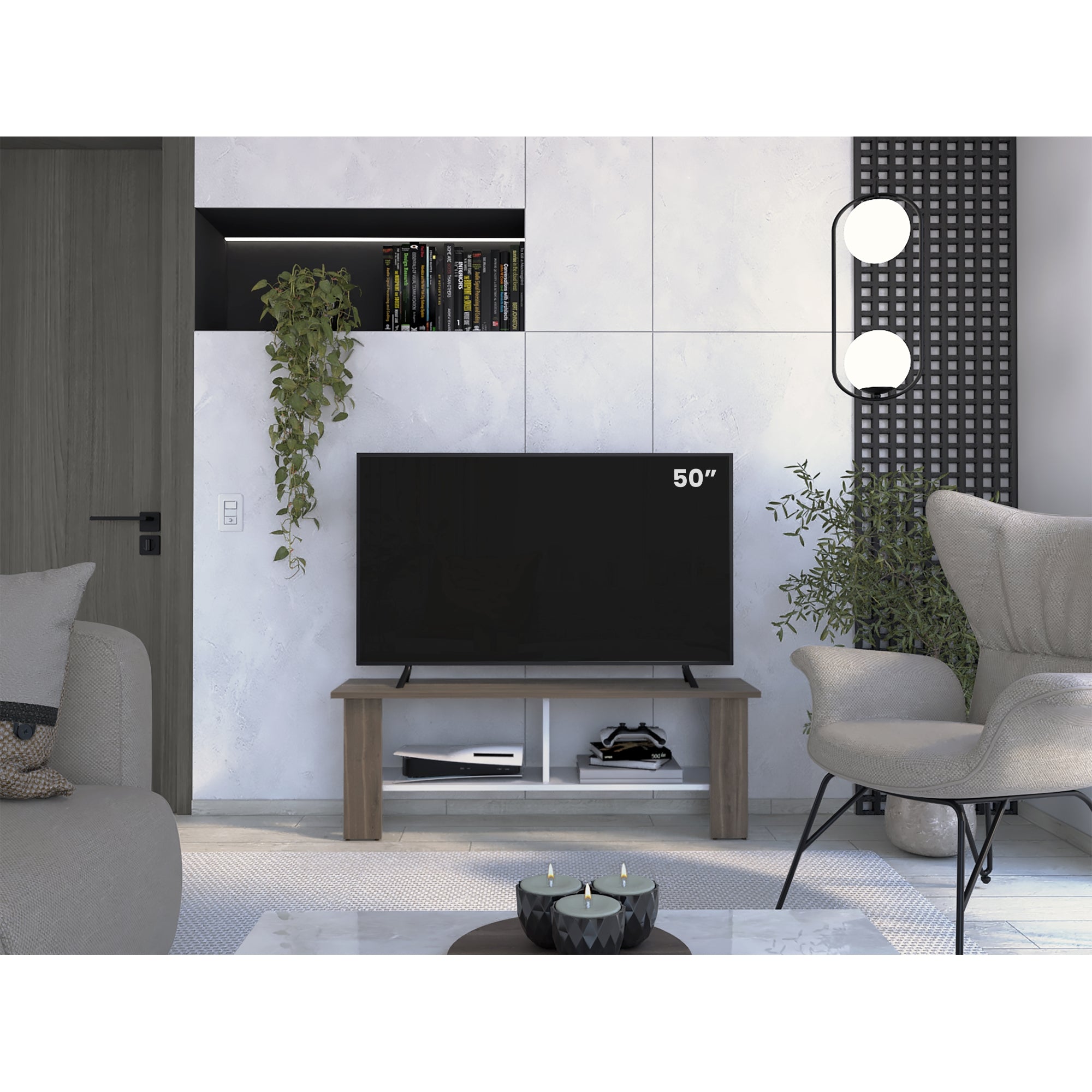 RACK TV 50' NAVIA MILAN Y BLANCO 42X120X31 CM - 9