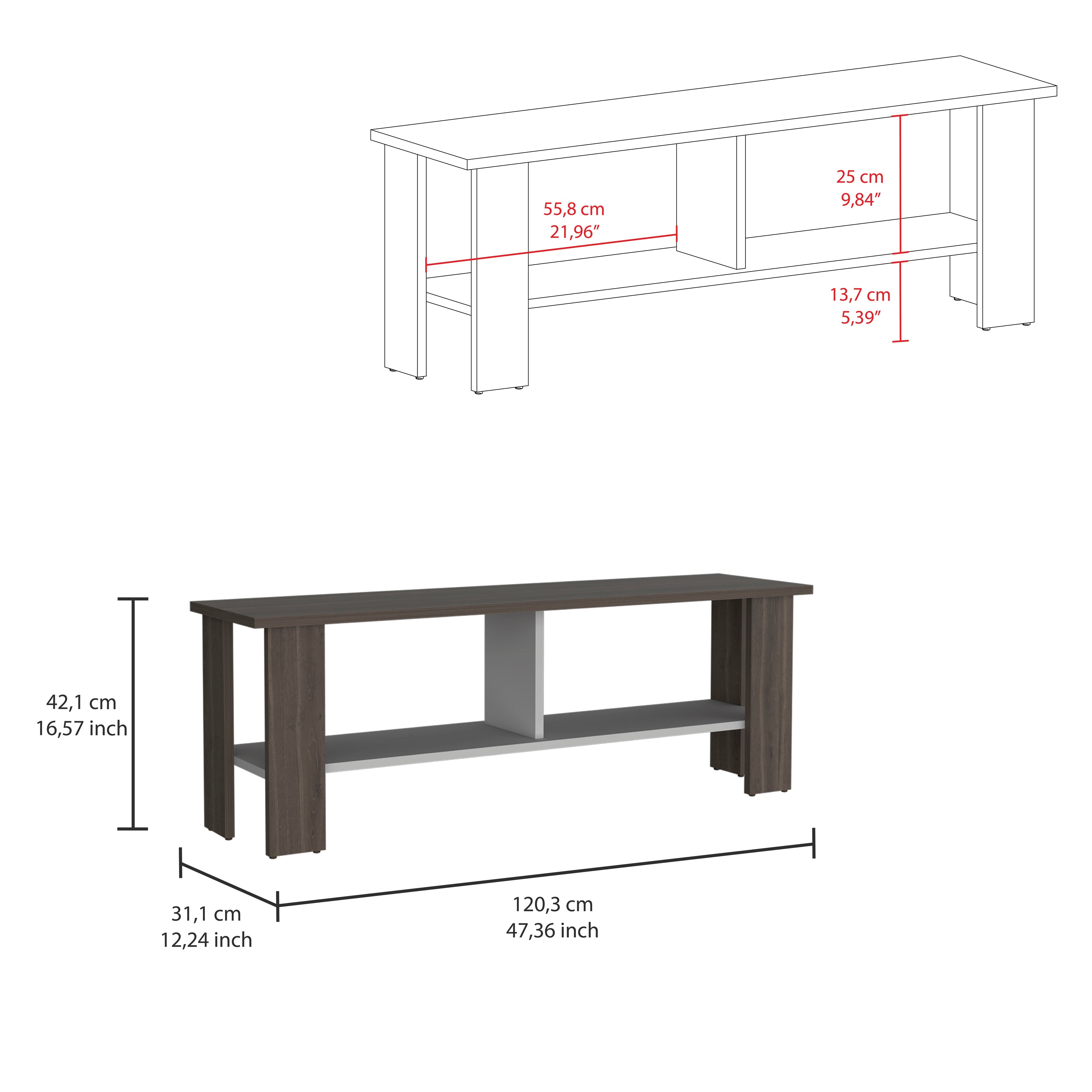 RACK TV 50' NAVIA MILAN Y BLANCO 42X120X31 CM - 10