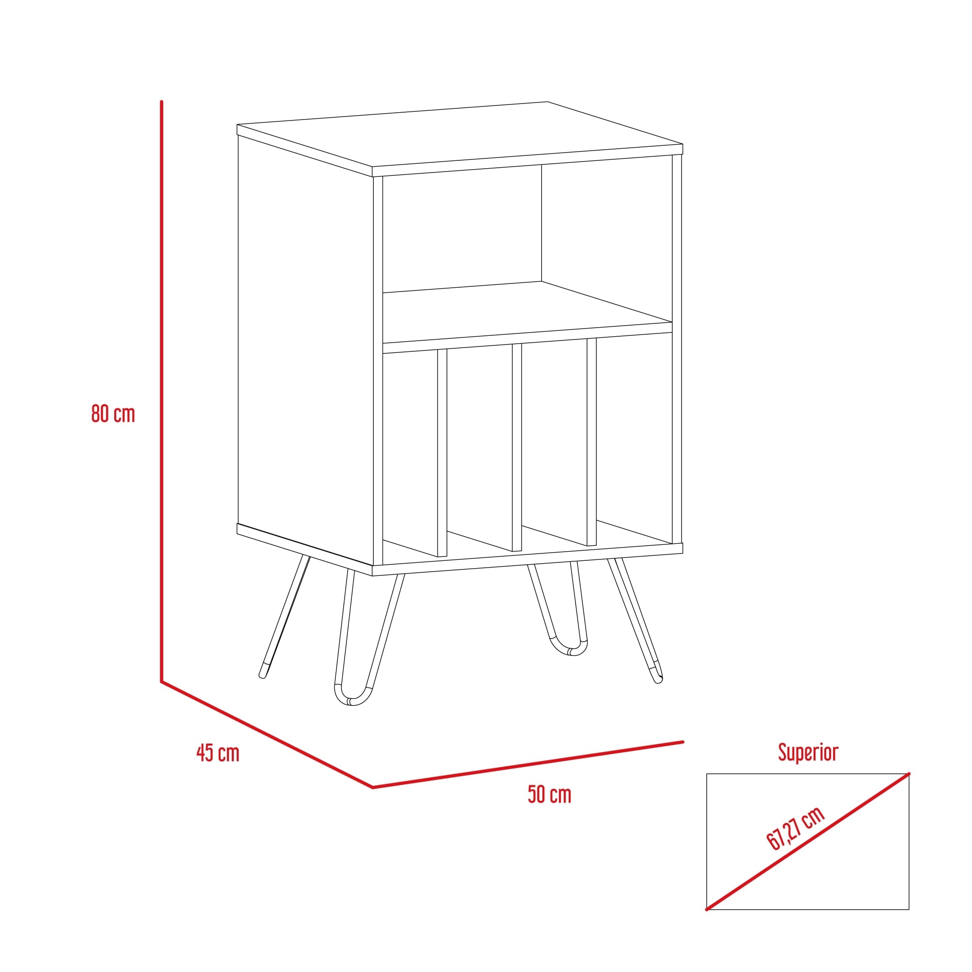 MUEBLE AUXILIAR VASSEL MIEL Y PLOMO 80X50X45 CM - 6