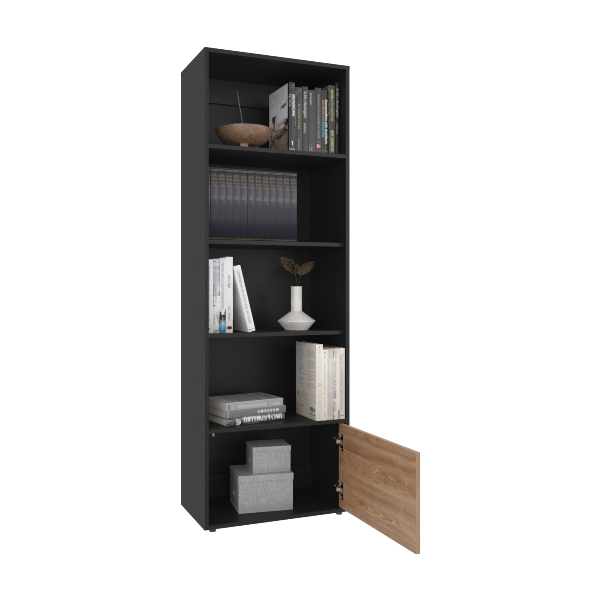 BIBLIOTECA FUNES ECO 1 PUERTA WENGUE 180X60X35 CM - 1