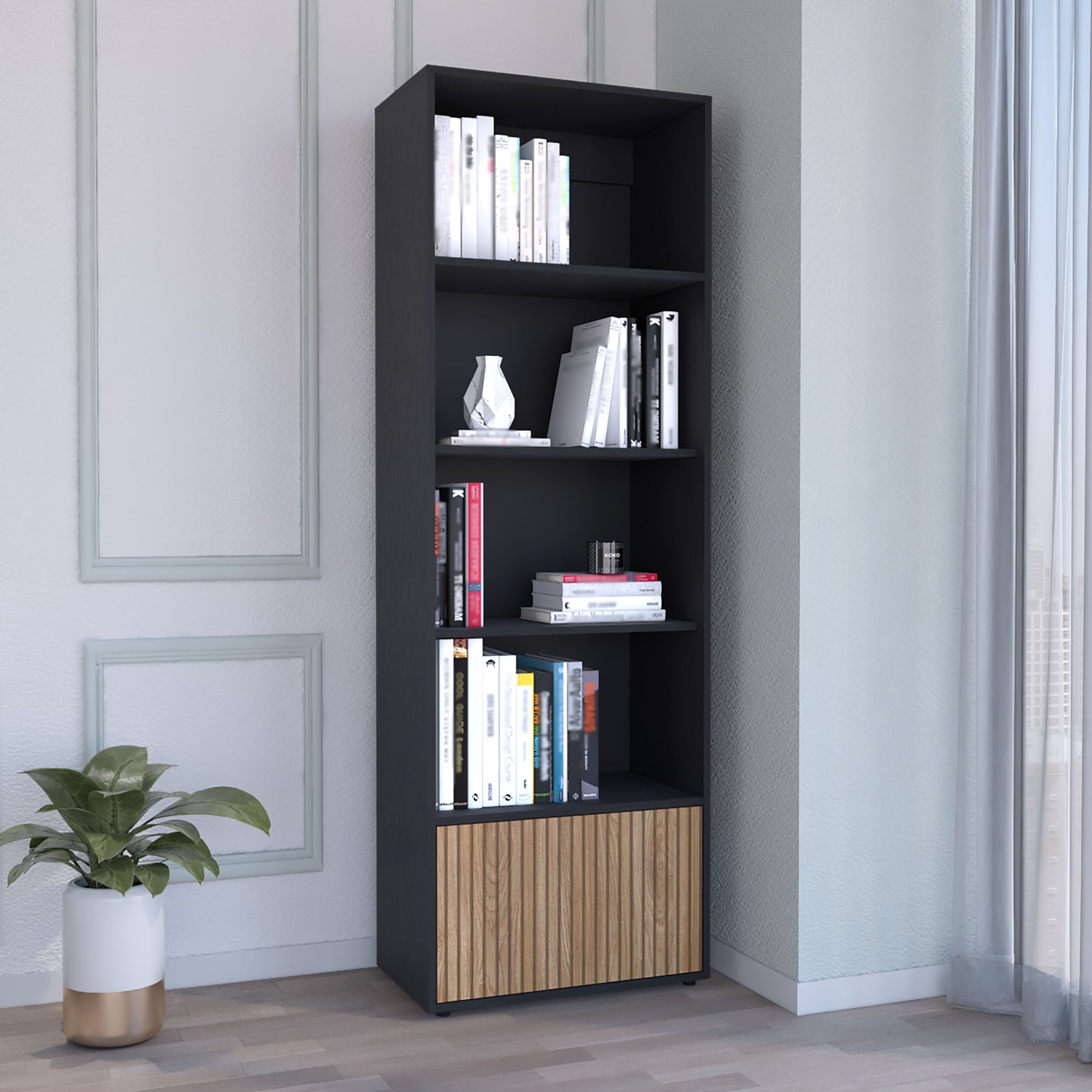 BIBLIOTECA FUNES ECO 1 PUERTA WENGUE 180X60X35 CM - 5