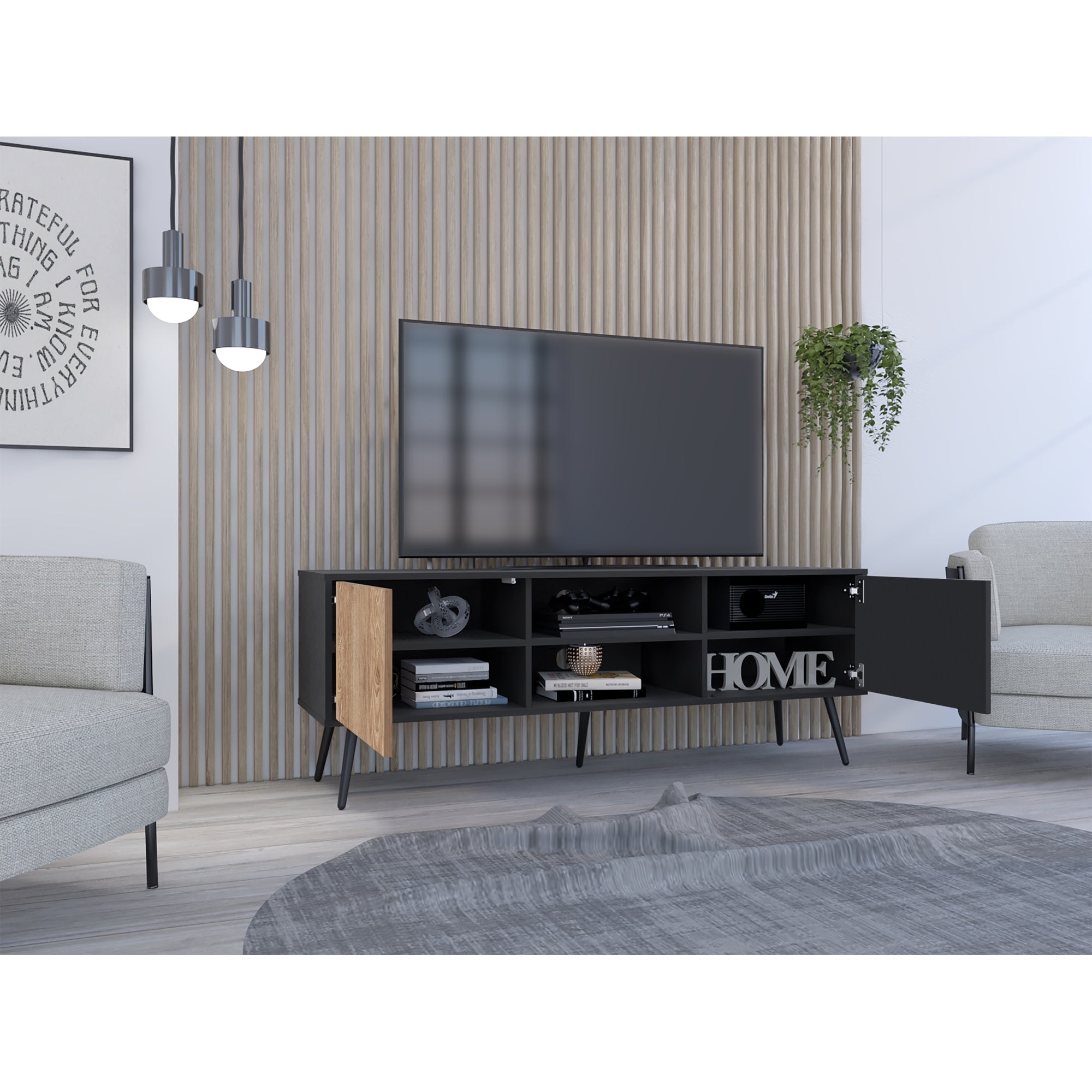 RACK TV 65' FUNES ECO 150 WENGUE 55X150X40 CM - 6