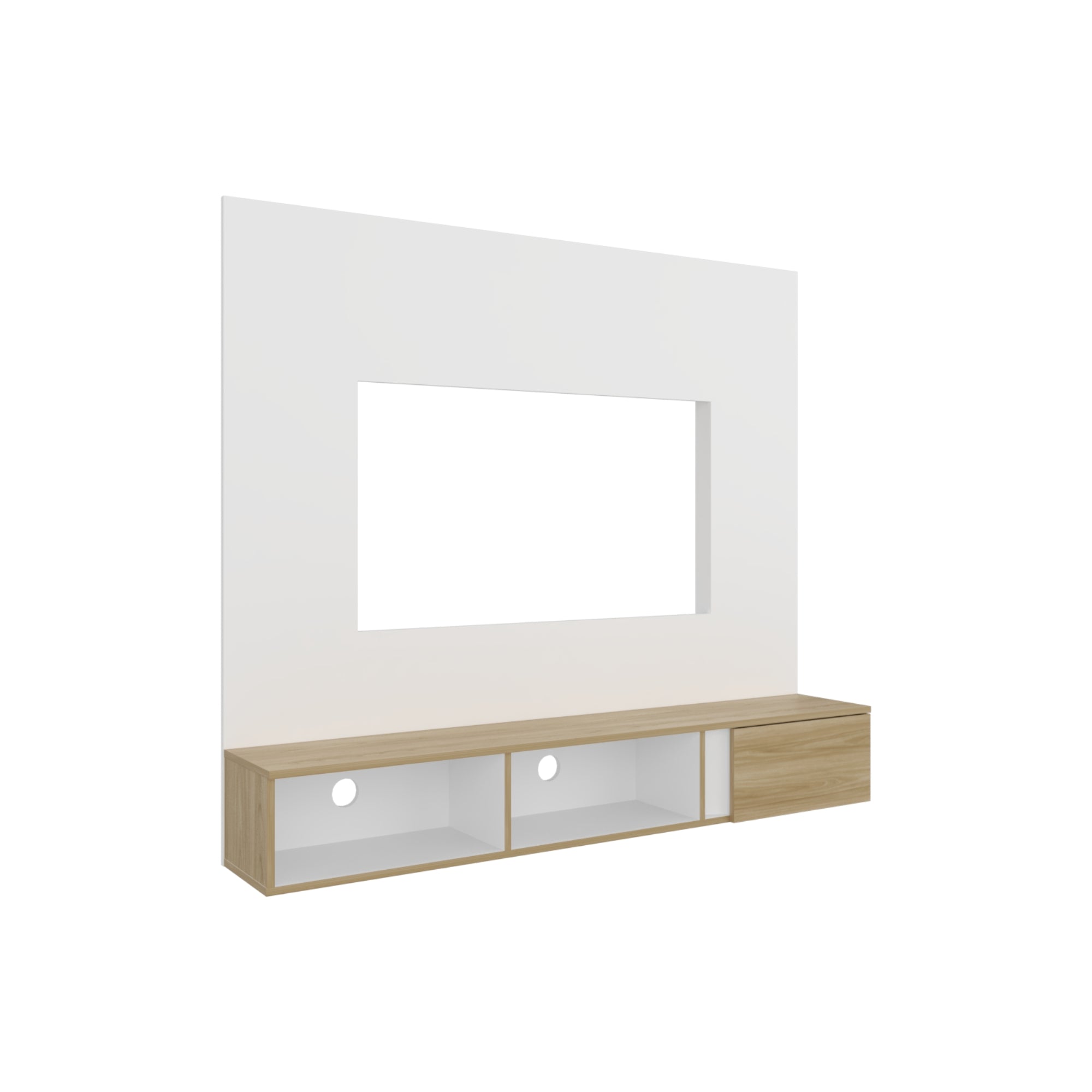 PANEL TV 65' DASSEL 150X132,5X29,6 CM BLANCO Y FRESNO - 3
