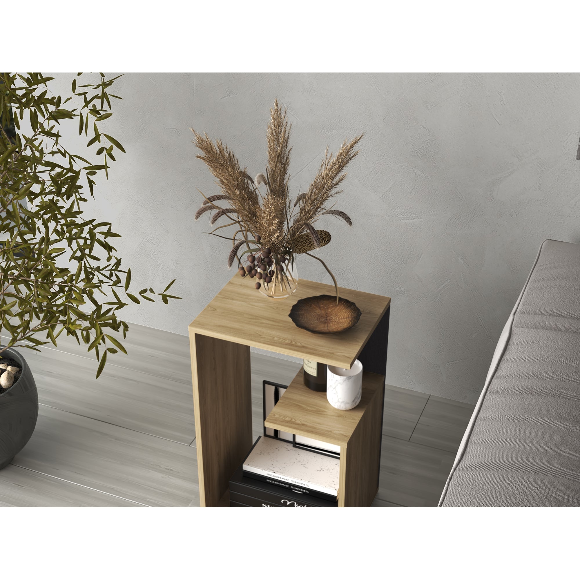 MESA LATERAL EVERETT 63,4X39,8X30 CM FRESNO Y WENGUE - 7