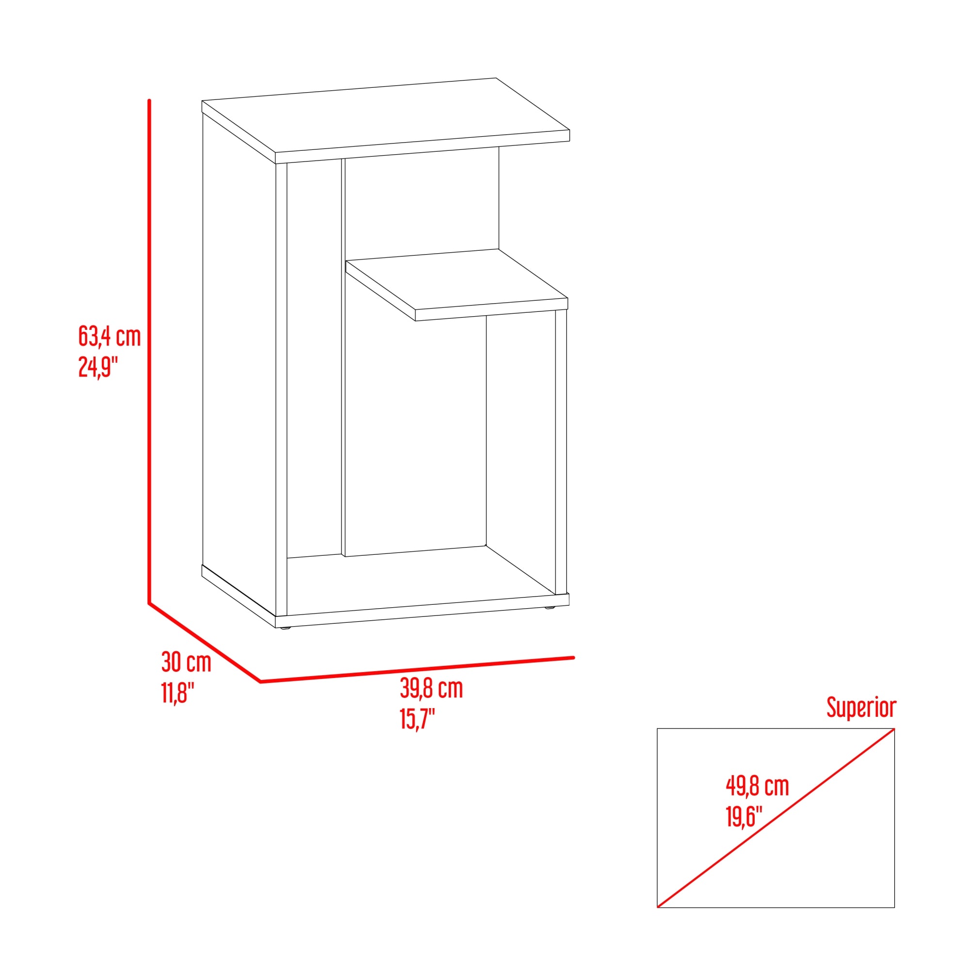 MESA LATERAL EVERETT 63,4X39,8X30 CM FRESNO Y WENGUE - 8