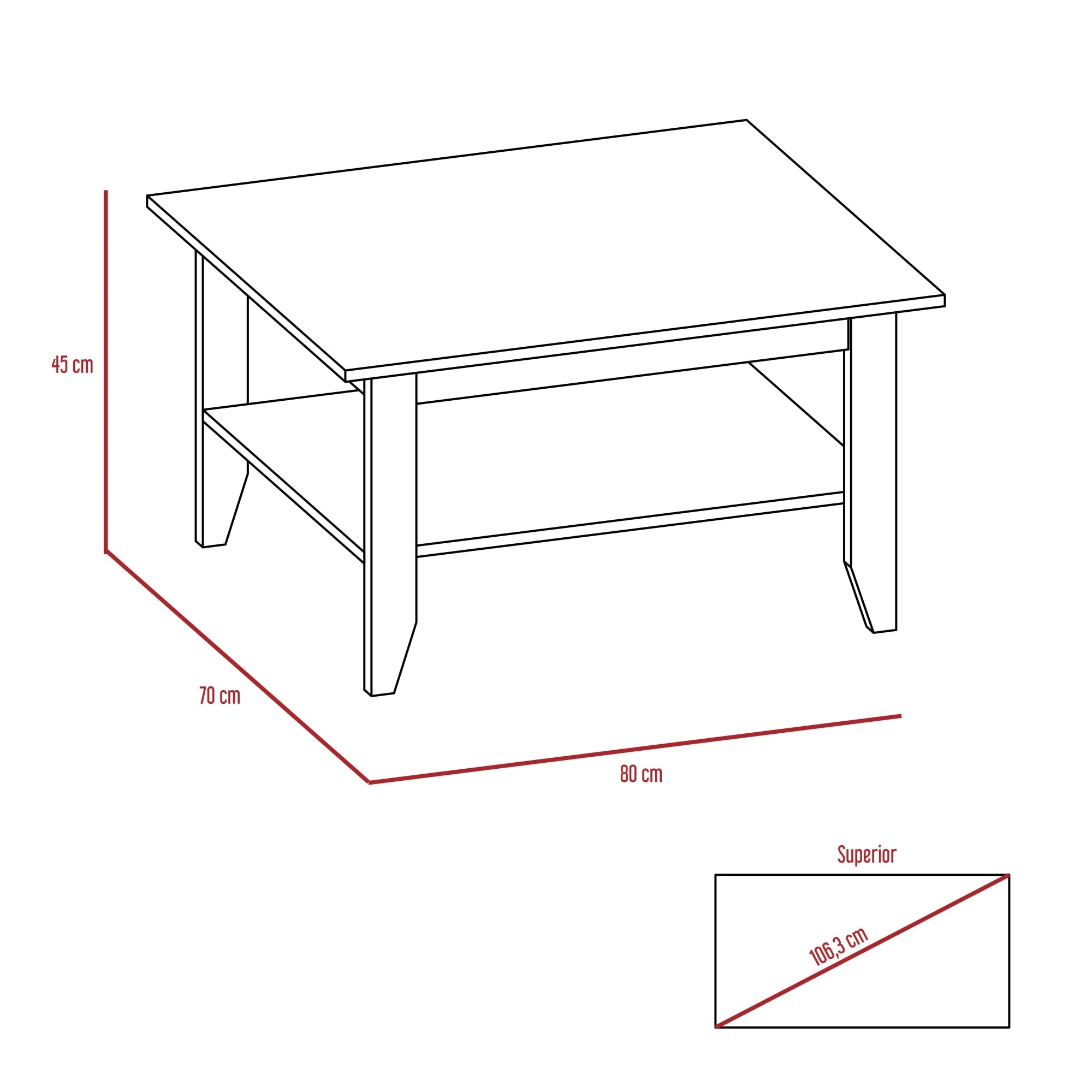 MESA DE CENTRO ESSENTIAL 45X80X70 CM COÑAC - 6