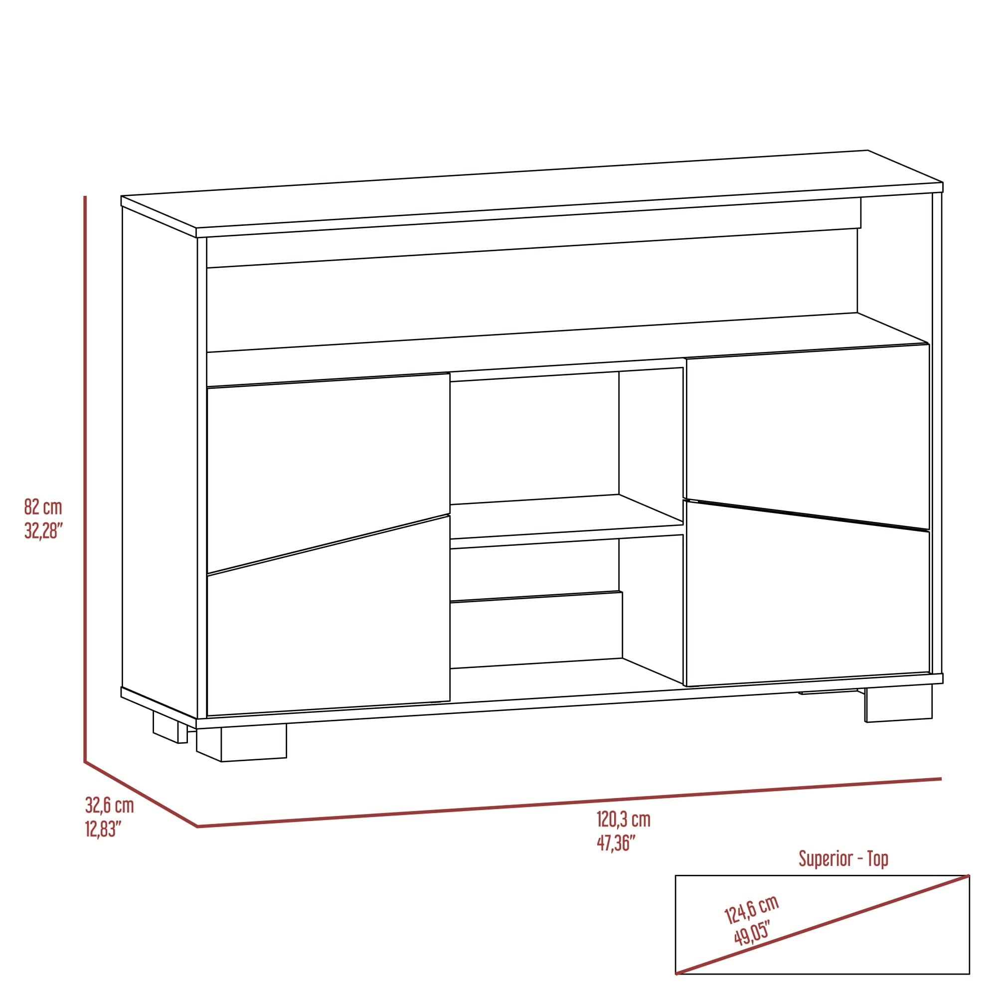 ARRIMO FRAKTAL CAFE Y MIEL 4 PUERTAS 82X120X32,6 CM - 2
