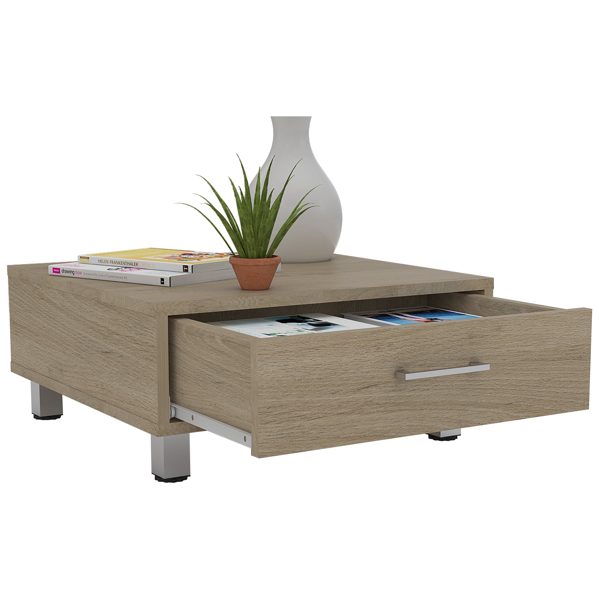 MESA DE CENTRO 1 CAJON 60X60 CM ROVERE - 1