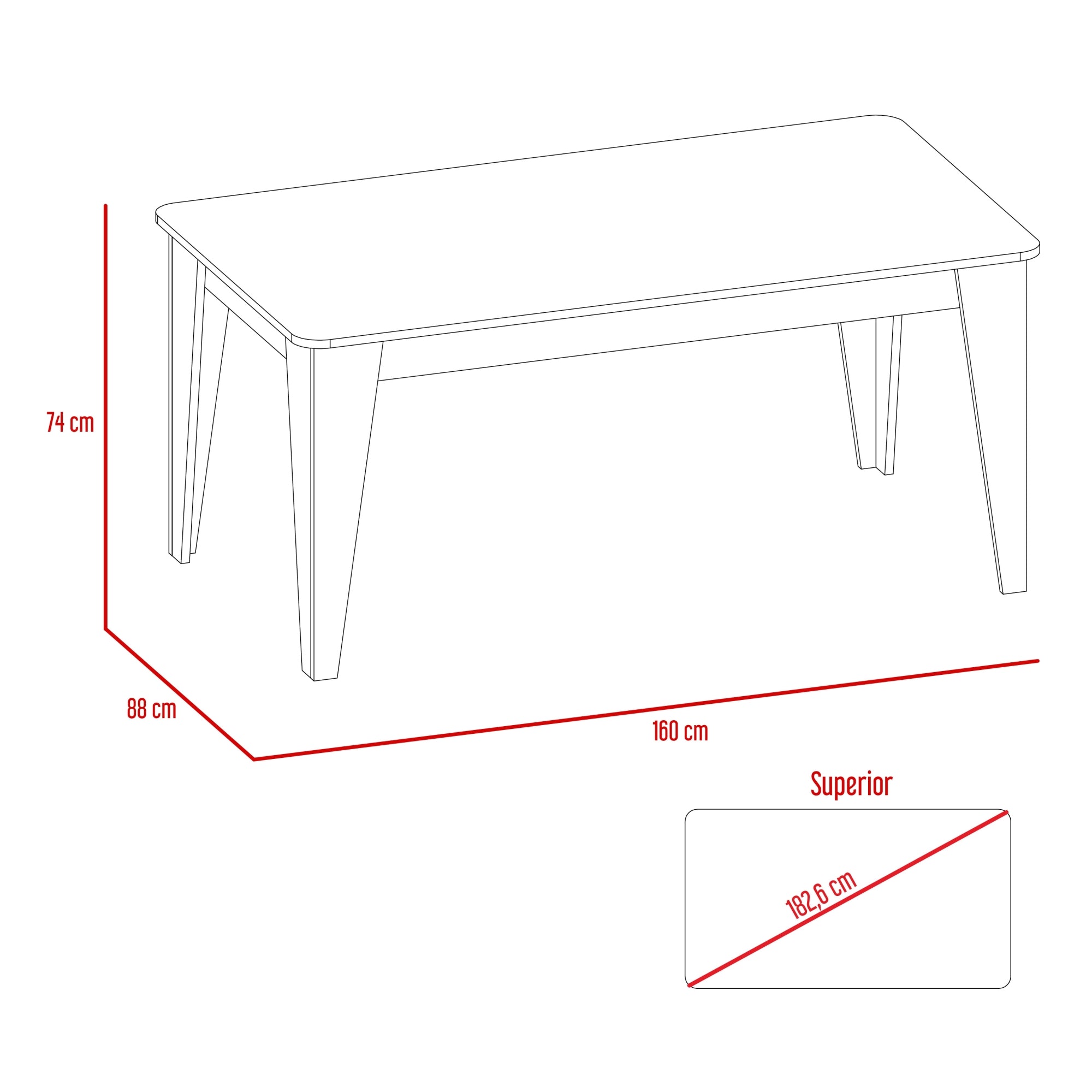 MESA DE COMEDOR TORINO 6 PUESTOS 74X160X88 CM - 8