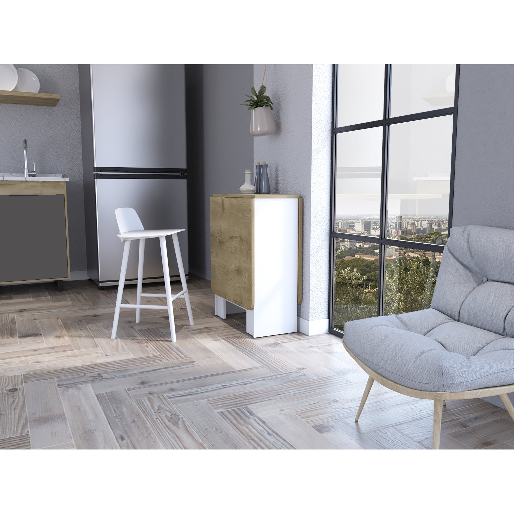 MESA ABATIBLE COMPACT BLANCO Y MACADAMIA - 5