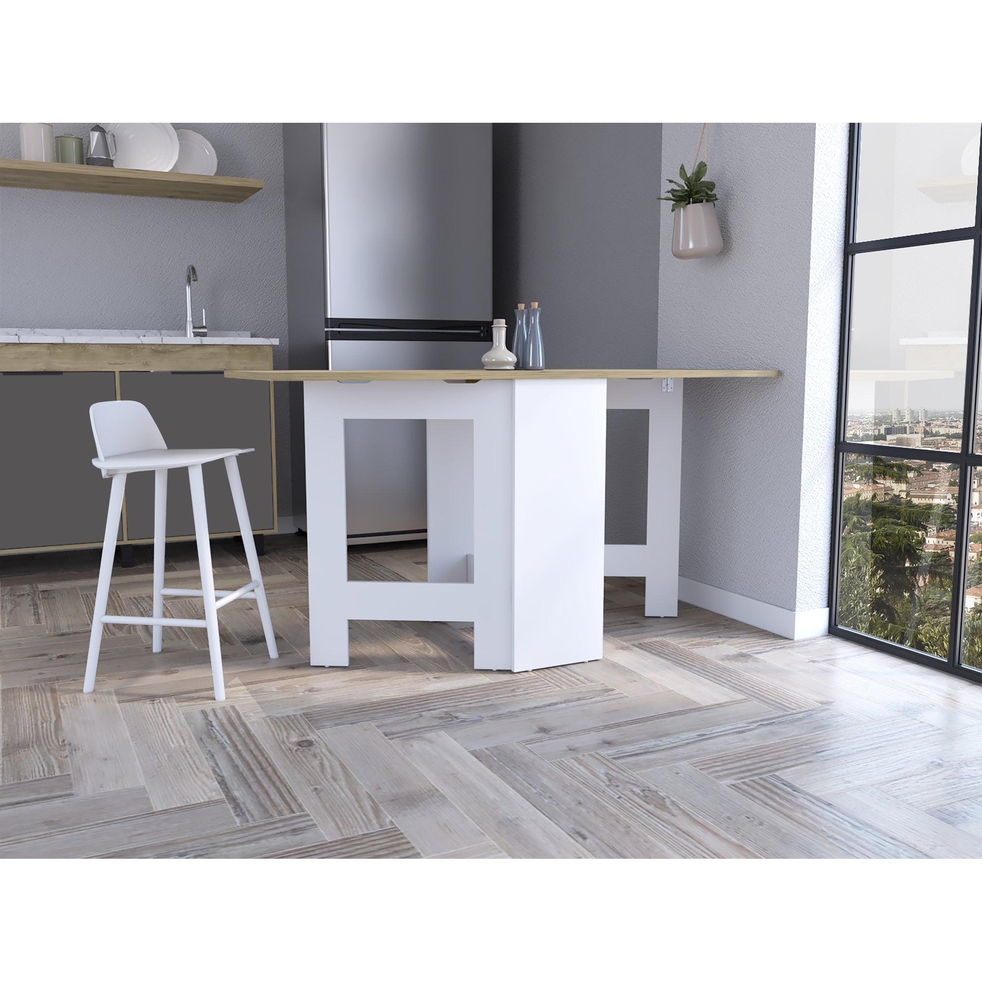 MESA ABATIBLE COMPACT BLANCO Y MACADAMIA - 6