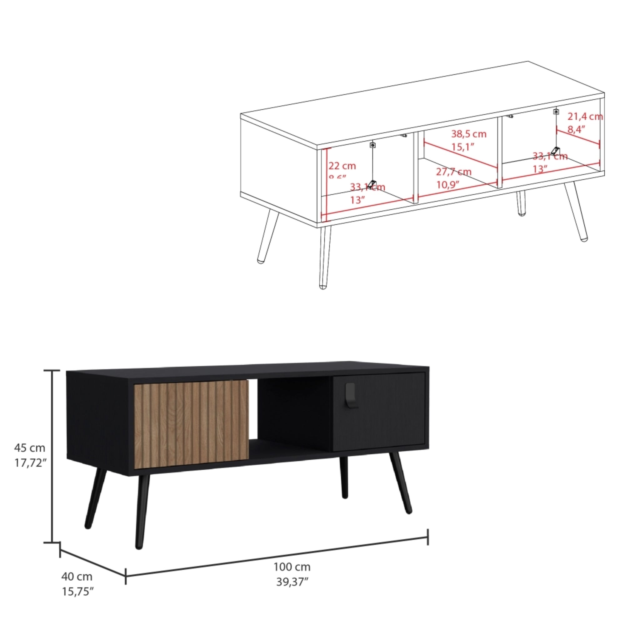MESA DE CENTRO 45X100X40 CM FUNES ECO WENGUE - 3