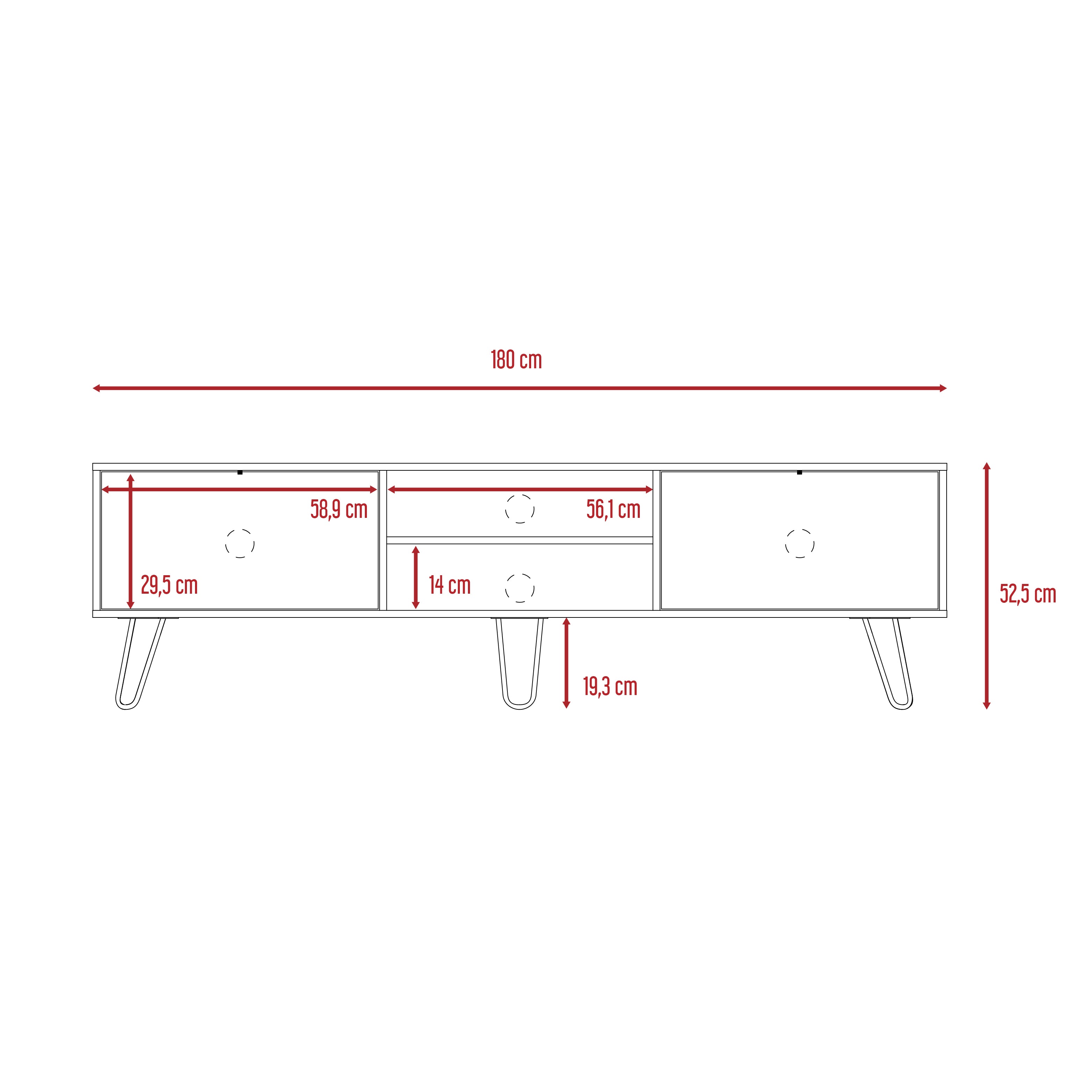 RACK TV 70' VASSEL CAFE OSCURO Y BLANCO 52,5X180X35 CM - 3