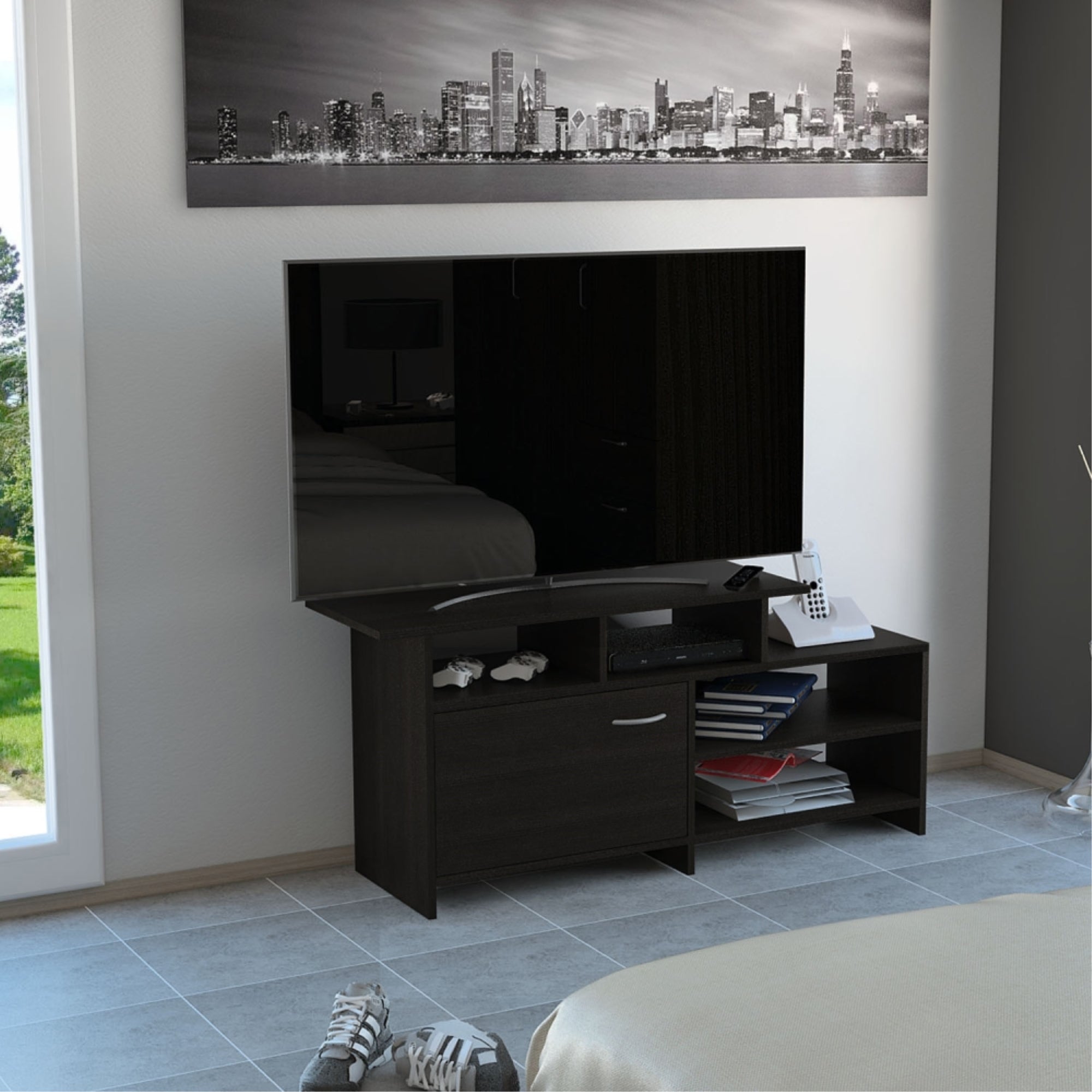 RACK TV 32' LIMA 1 PUERTA 54,4X119X35,2 CM WENGUE - 5