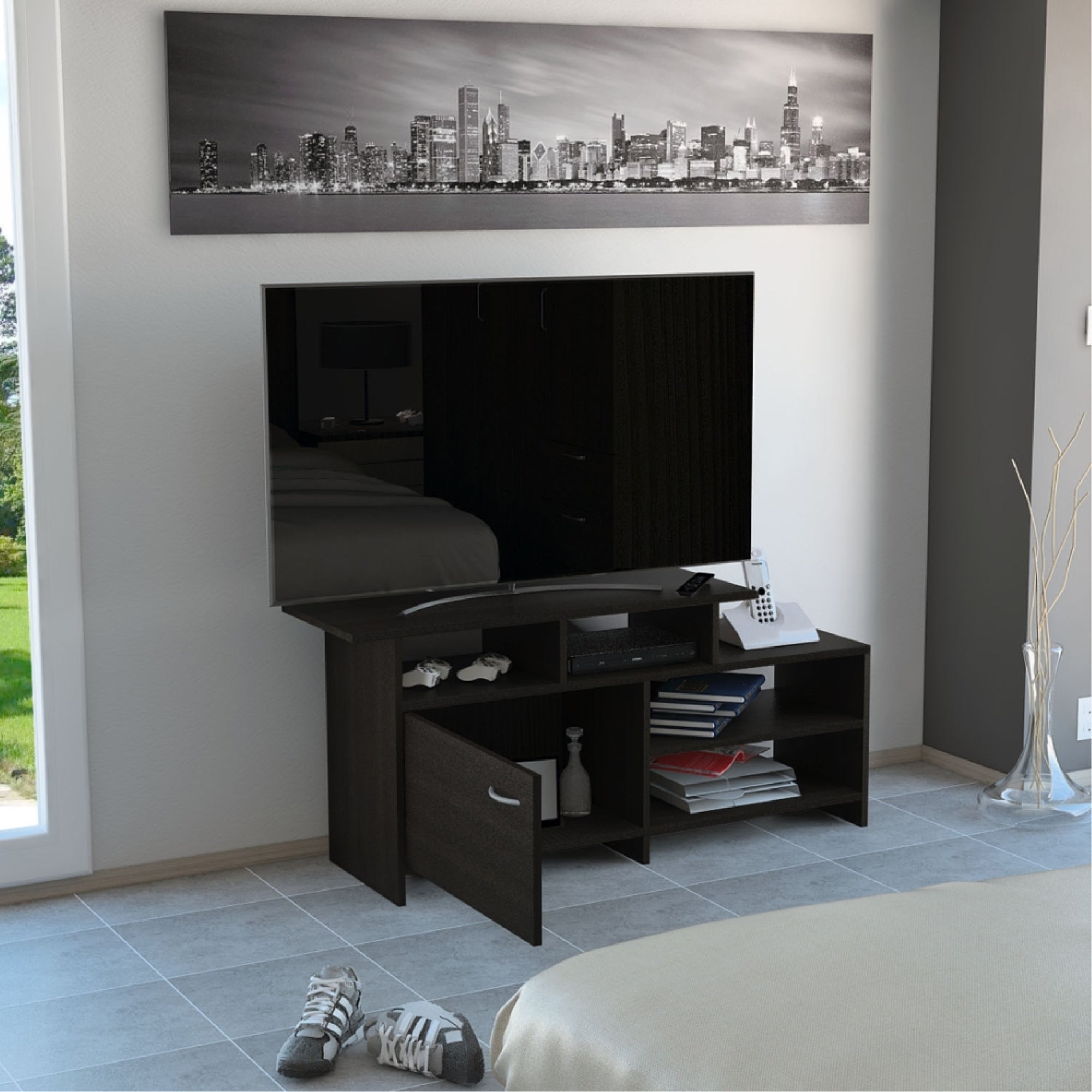 RACK TV 32' LIMA 1 PUERTA 54,4X119X35,2 CM WENGUE - 6