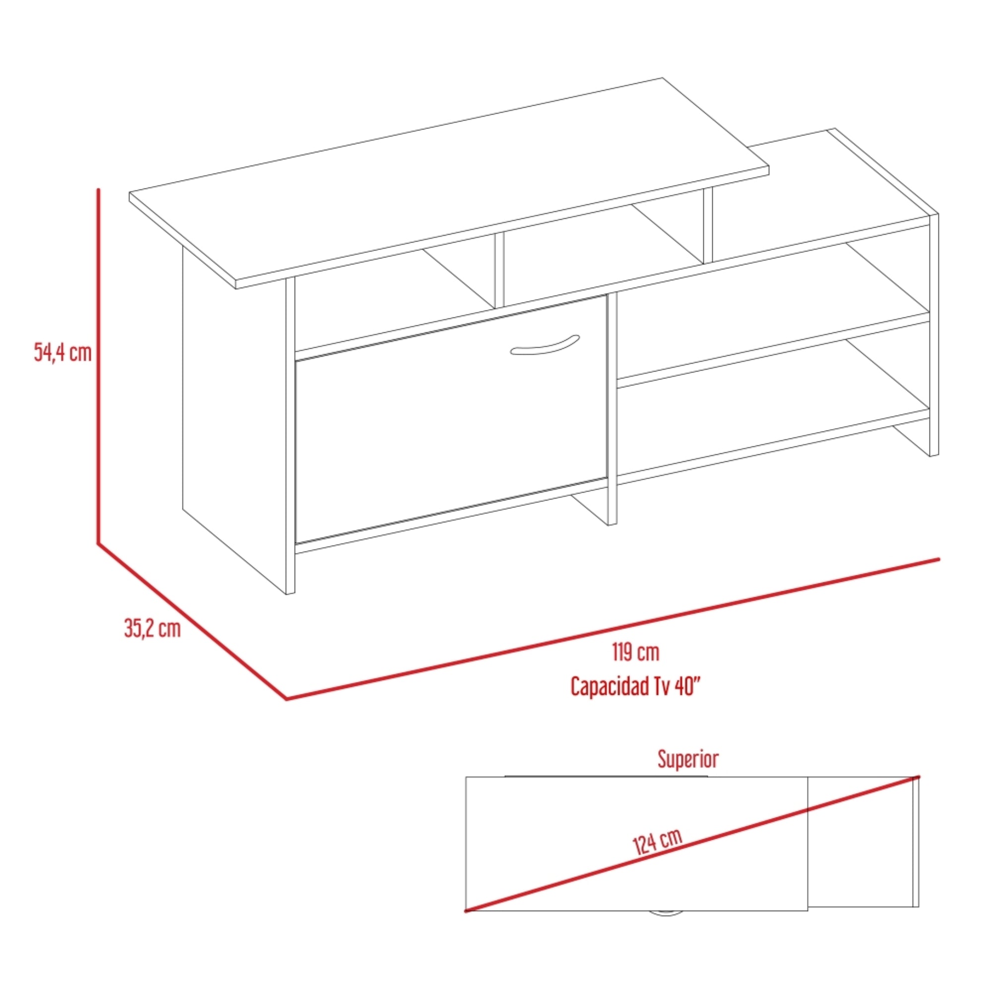 RACK TV 32' LIMA 1 PUERTA 54,4X119X35,2 CM WENGUE - 7