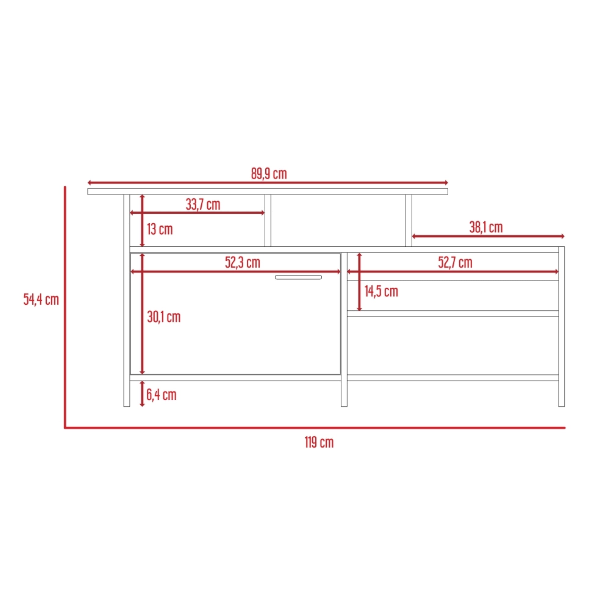 RACK TV 32' LIMA 1 PUERTA 54,4X119X35,2 CM WENGUE - 8