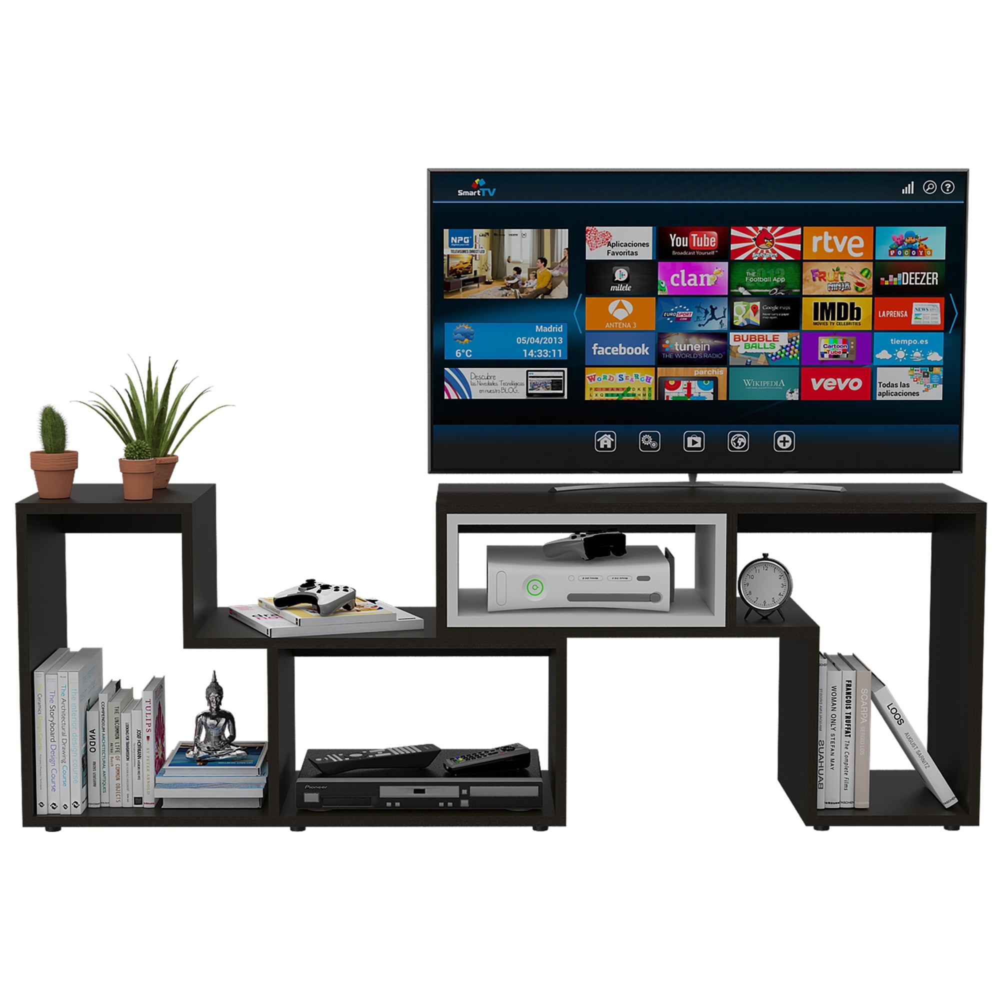 RACK TV 40' EXTENSIBLE 120-160 CM WENGUE Y BLANCO - 2