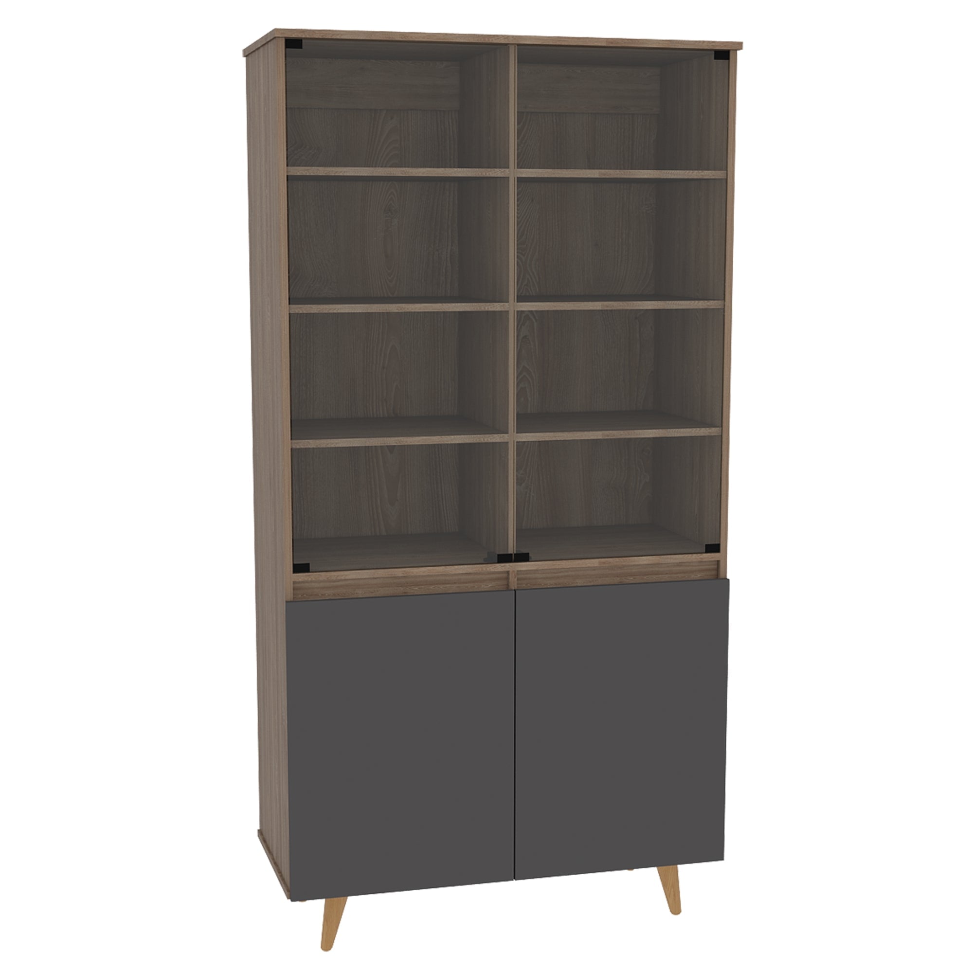 VITRINA SALEM 4 PUERTAS MIEL Y PLOMO 180X91X42 CM - 3