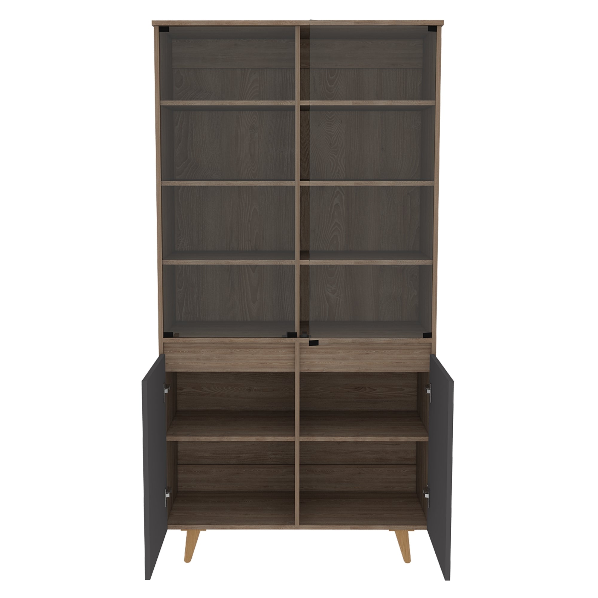 VITRINA SALEM 4 PUERTAS MIEL Y PLOMO 180X91X42 CM - 4