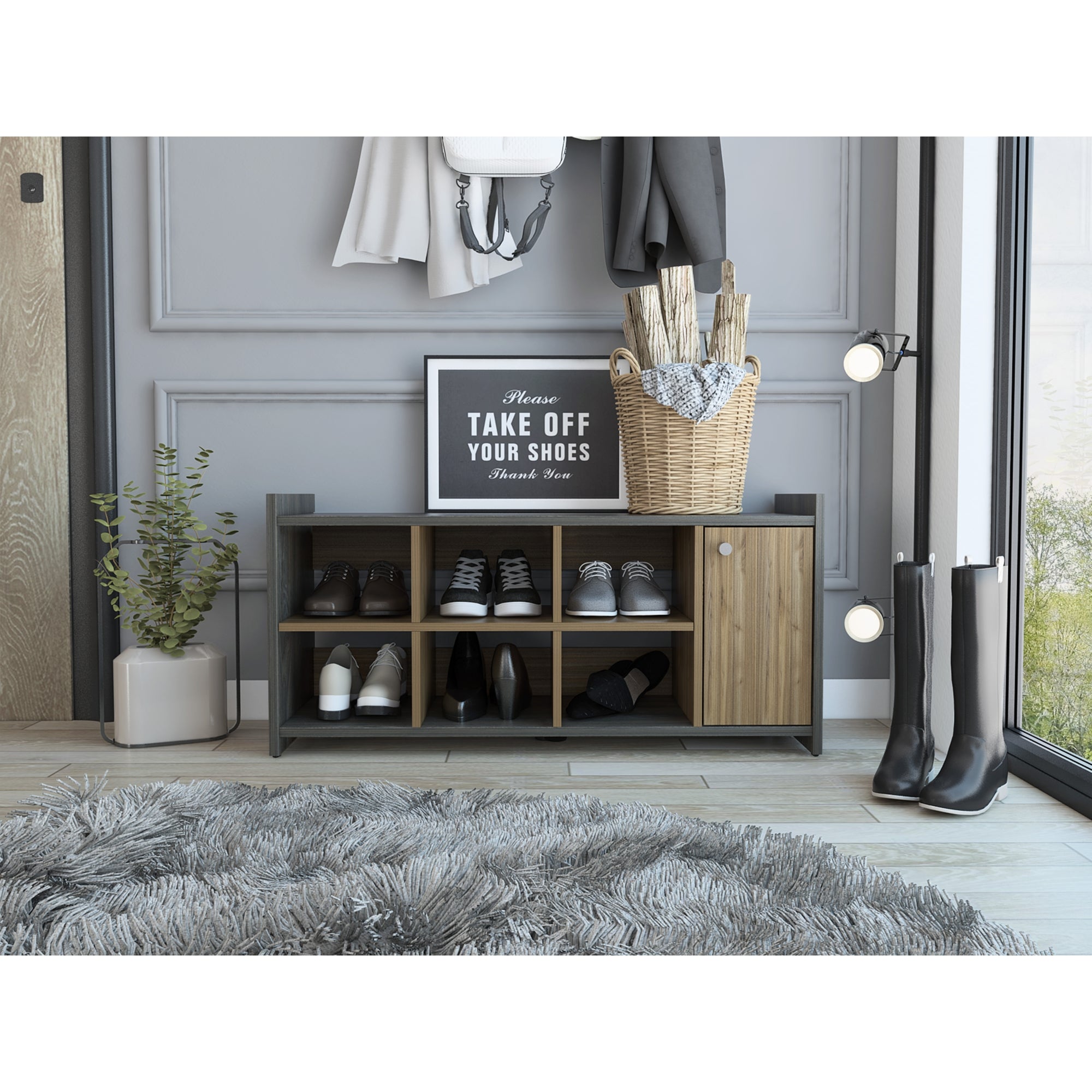 MUEBLE RECIBIDOR ZAPATERO Z-101 CARBON Y GALES 1 PUERTA - 8