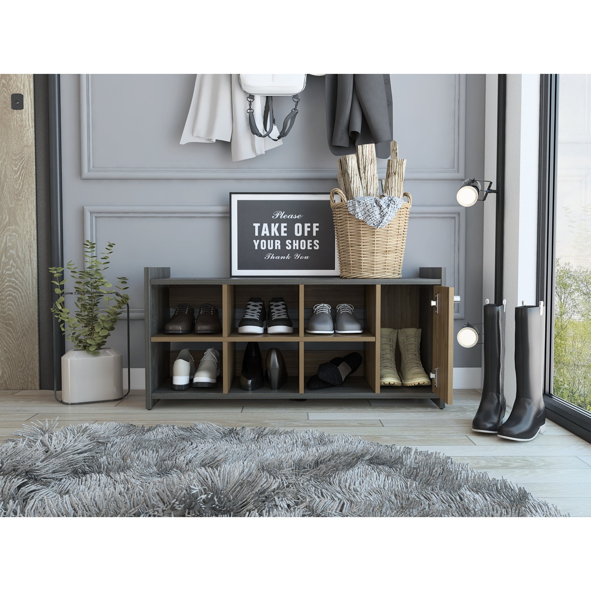 MUEBLE RECIBIDOR ZAPATERO Z-101 CARBON Y GALES 1 PUERTA - 9