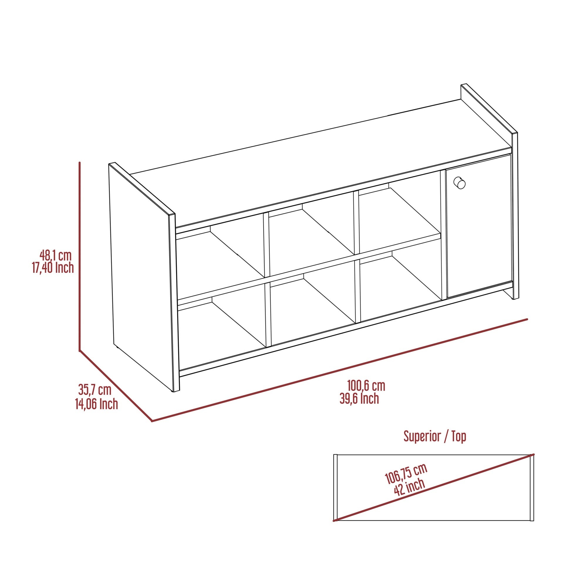 MUEBLE RECIBIDOR ZAPATERO Z-101 CARBON Y GALES 1 PUERTA - 10