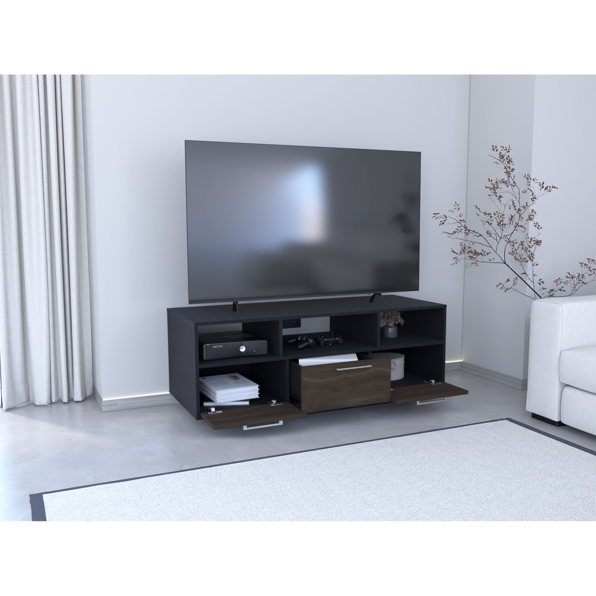 RACK TV 58' WEMA WENGUE Y COÑAC 49X130X50 CM - 2