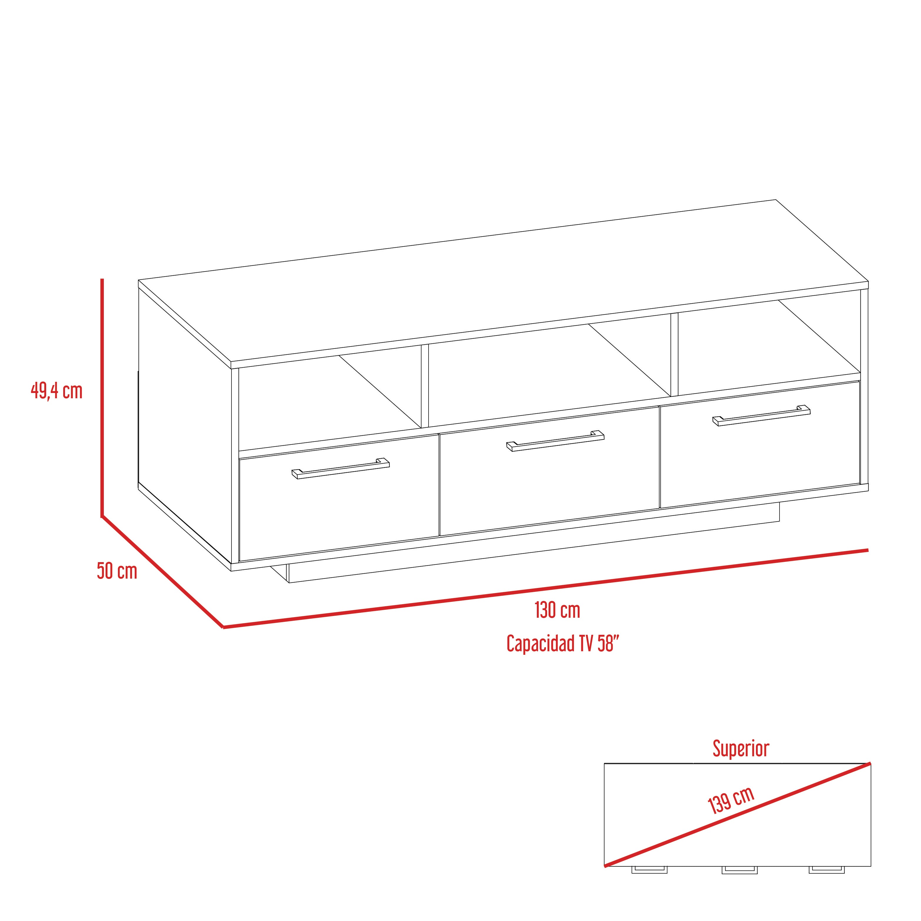 RACK TV 58' WEMA WENGUE Y COÑAC 49X130X50 CM - 3