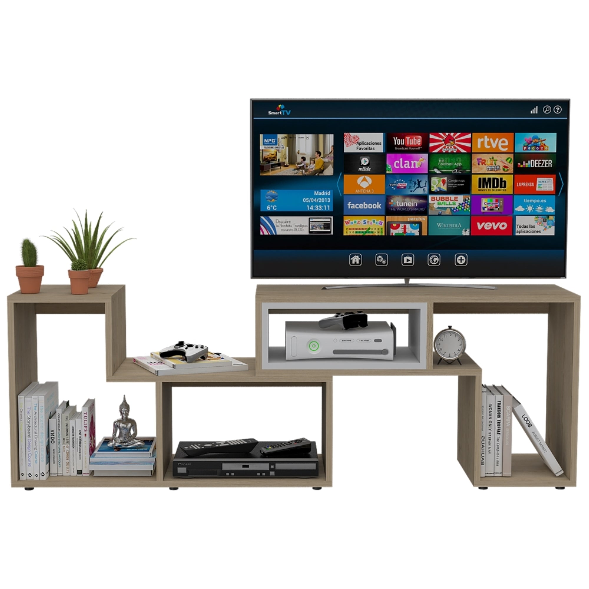 RACK TV 40' EXTENSIBLE 120-160 CM ROVERE Y BLANCO - 2