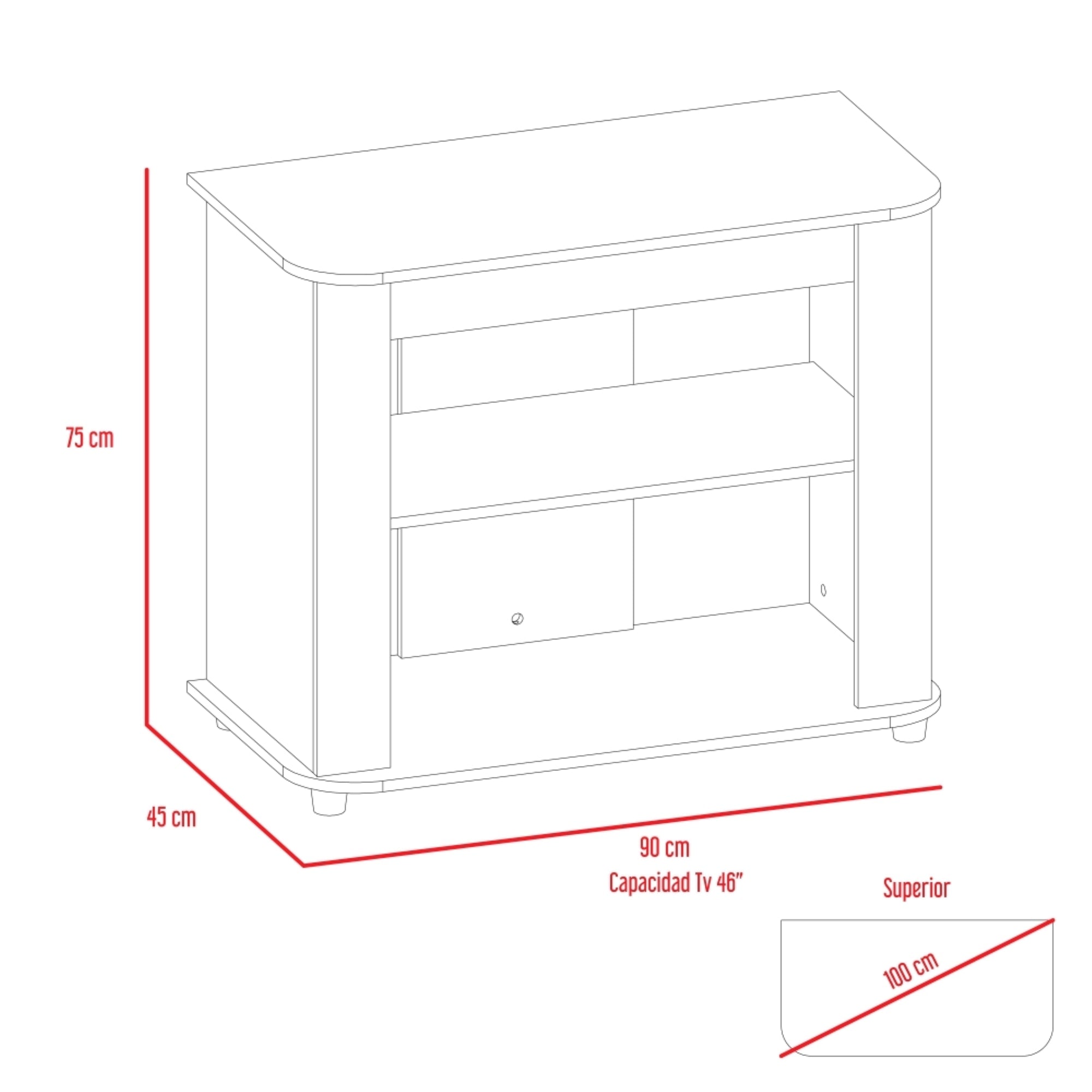 RACK TV 40' MAORI ROVERE 75X90X45 CM - 6
