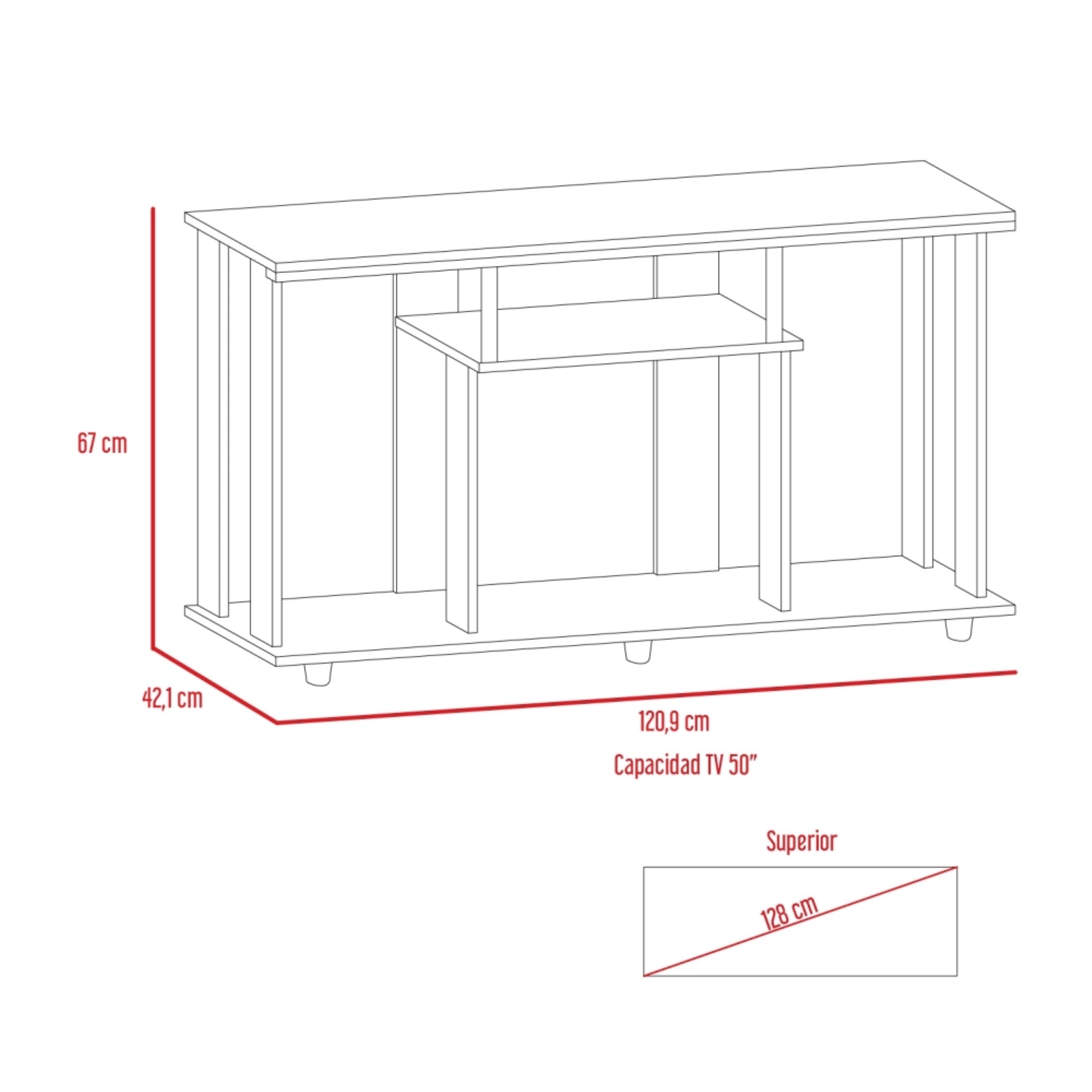 RACK TV 50' LANNES WENGUE 67X120,9X42,1 CM - 6