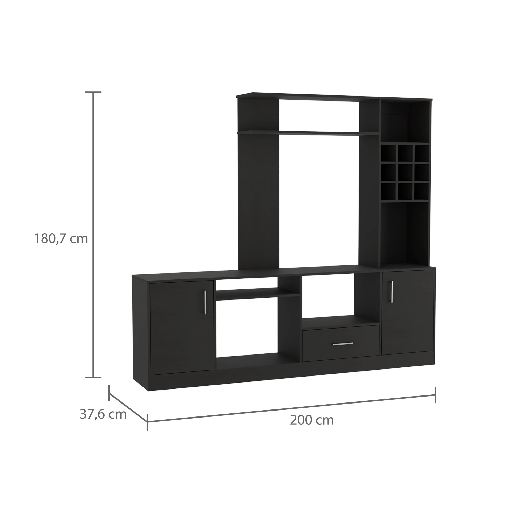ESTANTE BAR TV 60' 9 BOTELLEROS KAVA WENGUE 180,7X200X37,6 CM - 3
