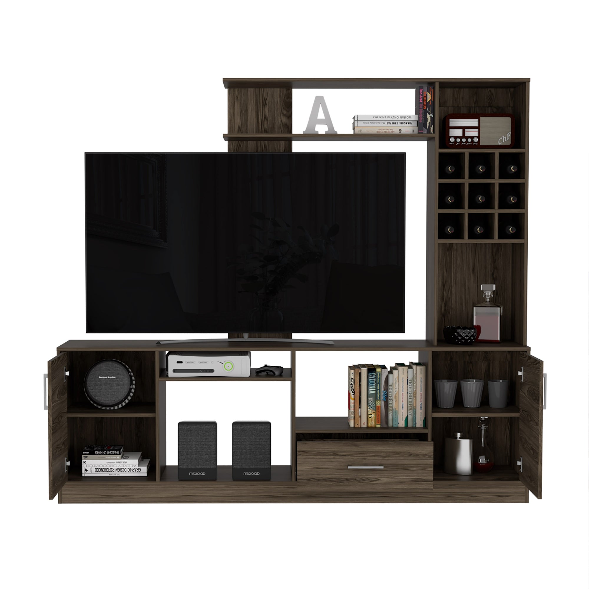ESTANTE BAR TV 60' 9 BOTELLEROS KAVA COÑAC 180,7X200X37,6 CM - 5
