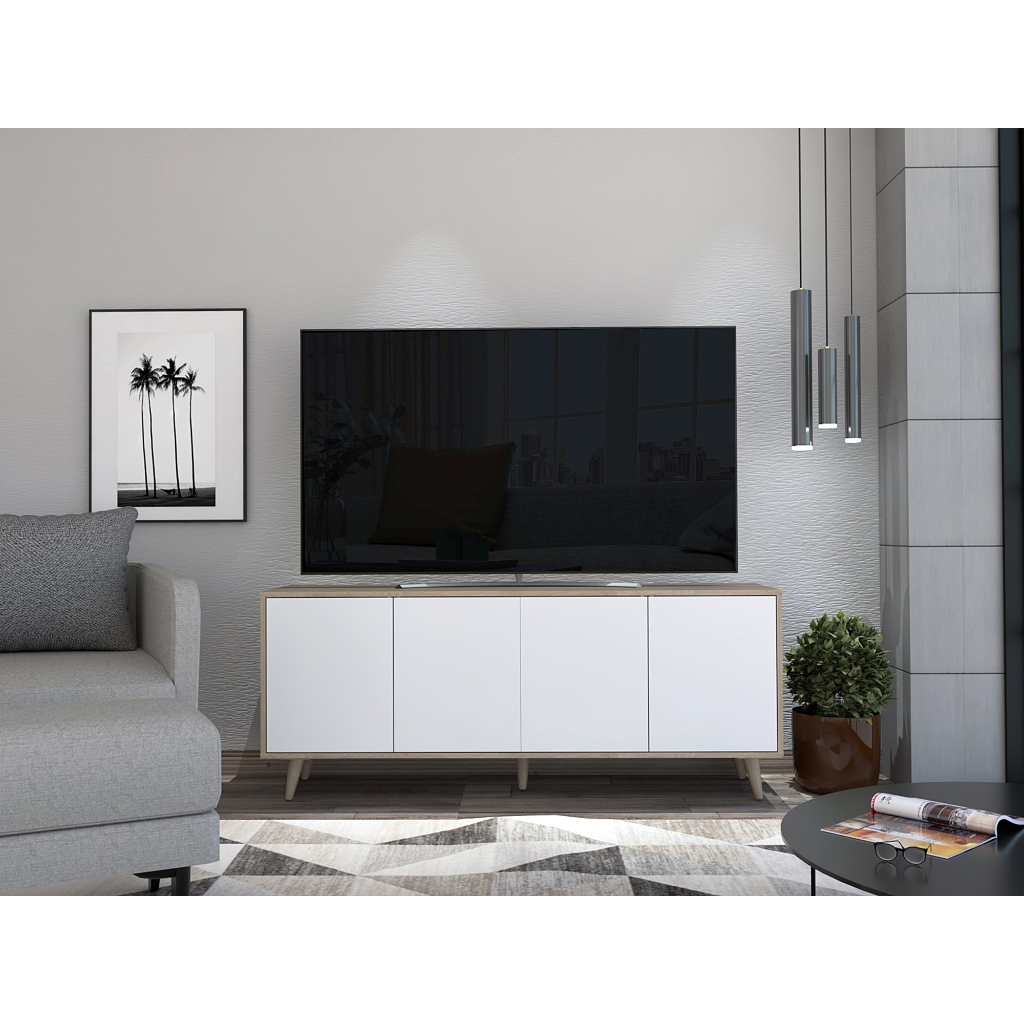 RACK TV 55' BORA ROVERE Y BLANCO 4 PUERTAS - 5