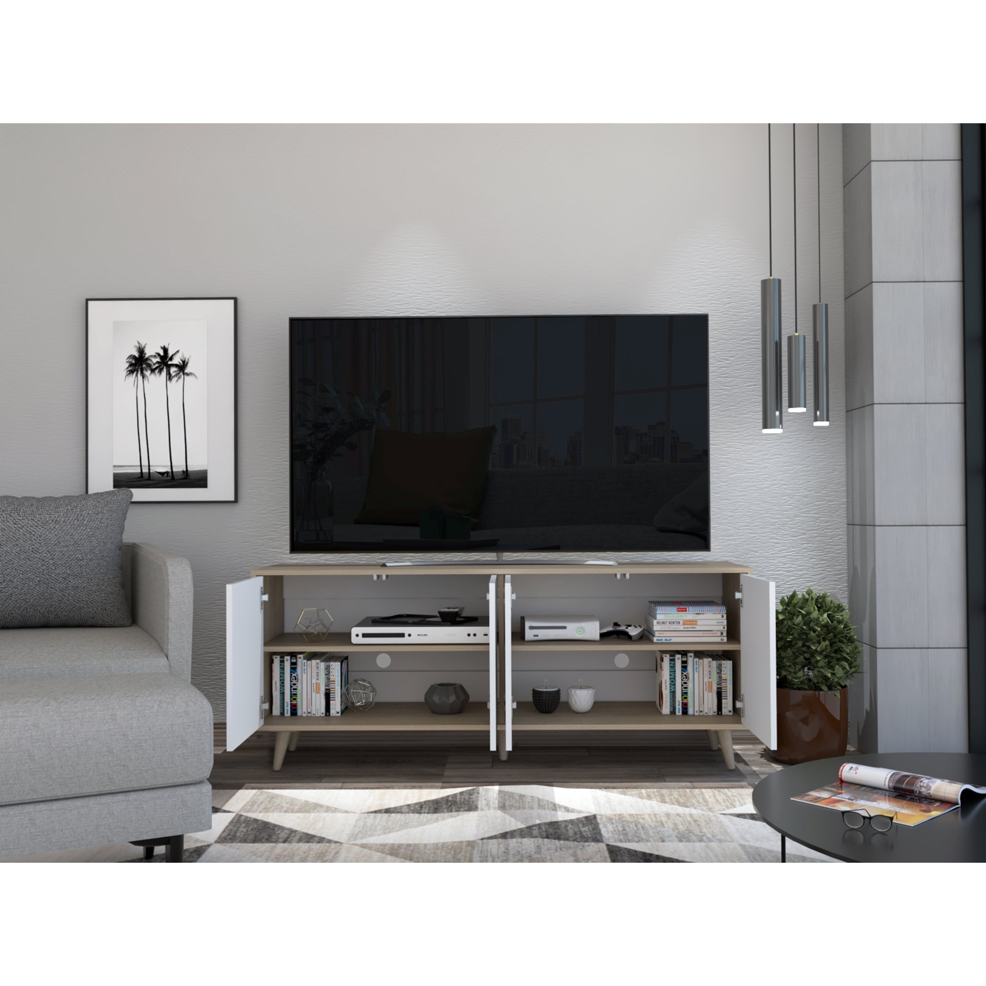 RACK TV 55' BORA ROVERE Y BLANCO 4 PUERTAS - 6