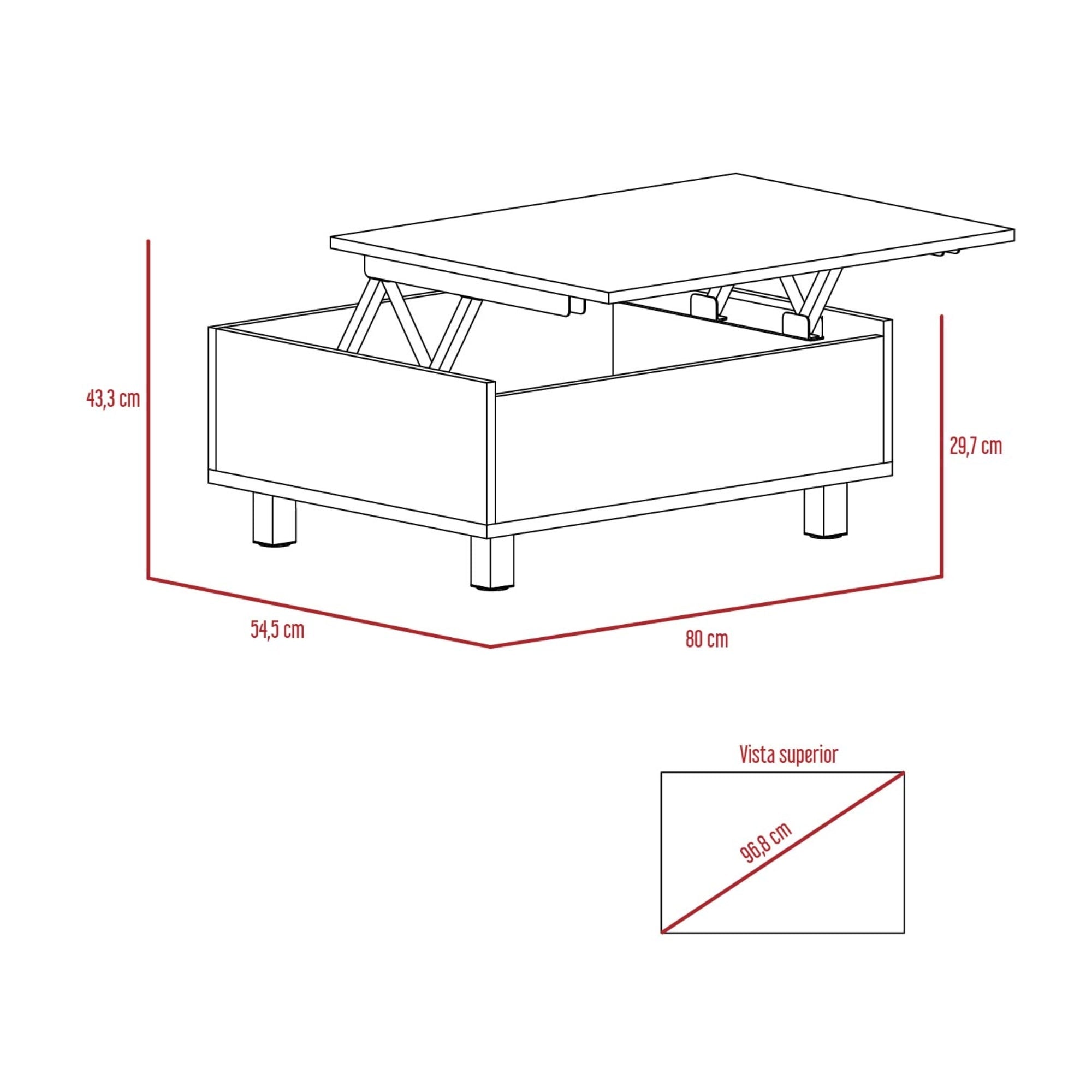 MESA DE CENTRO 5G CUBIERTA ELEVABLE ROVERE Y WENGUE - 2