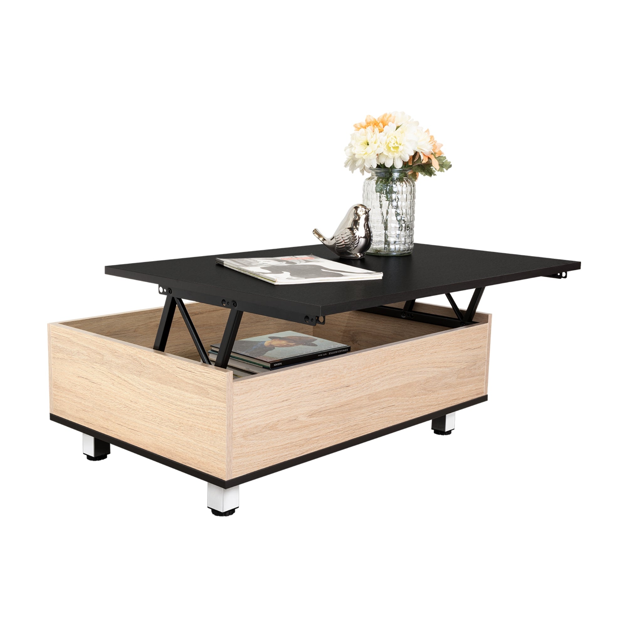 MESA DE CENTRO 5G CUBIERTA ELEVABLE ROVERE Y WENGUE - 4