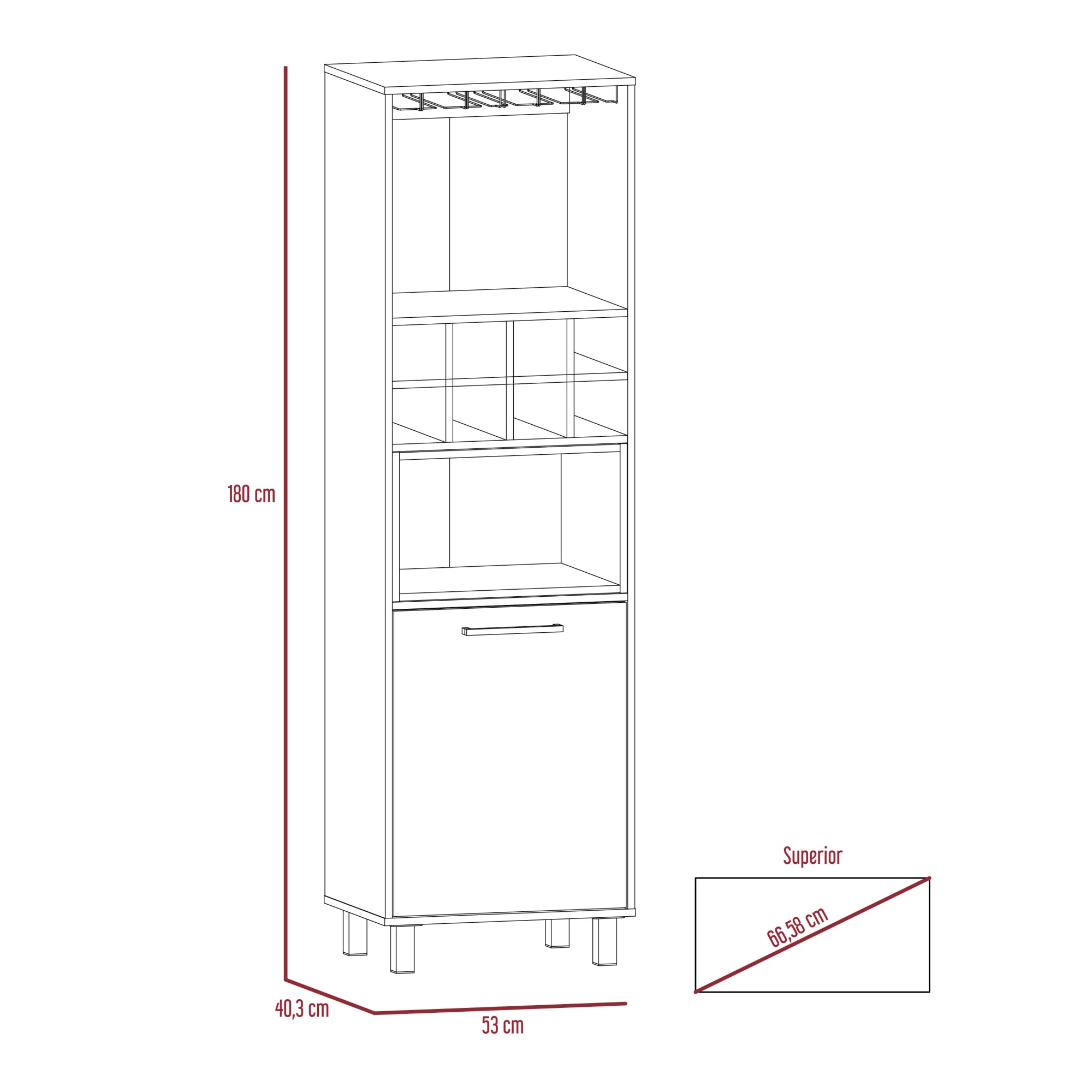 BAR ALTO KAIA WENGUE Y MIEL 180X53X40 CM - 3