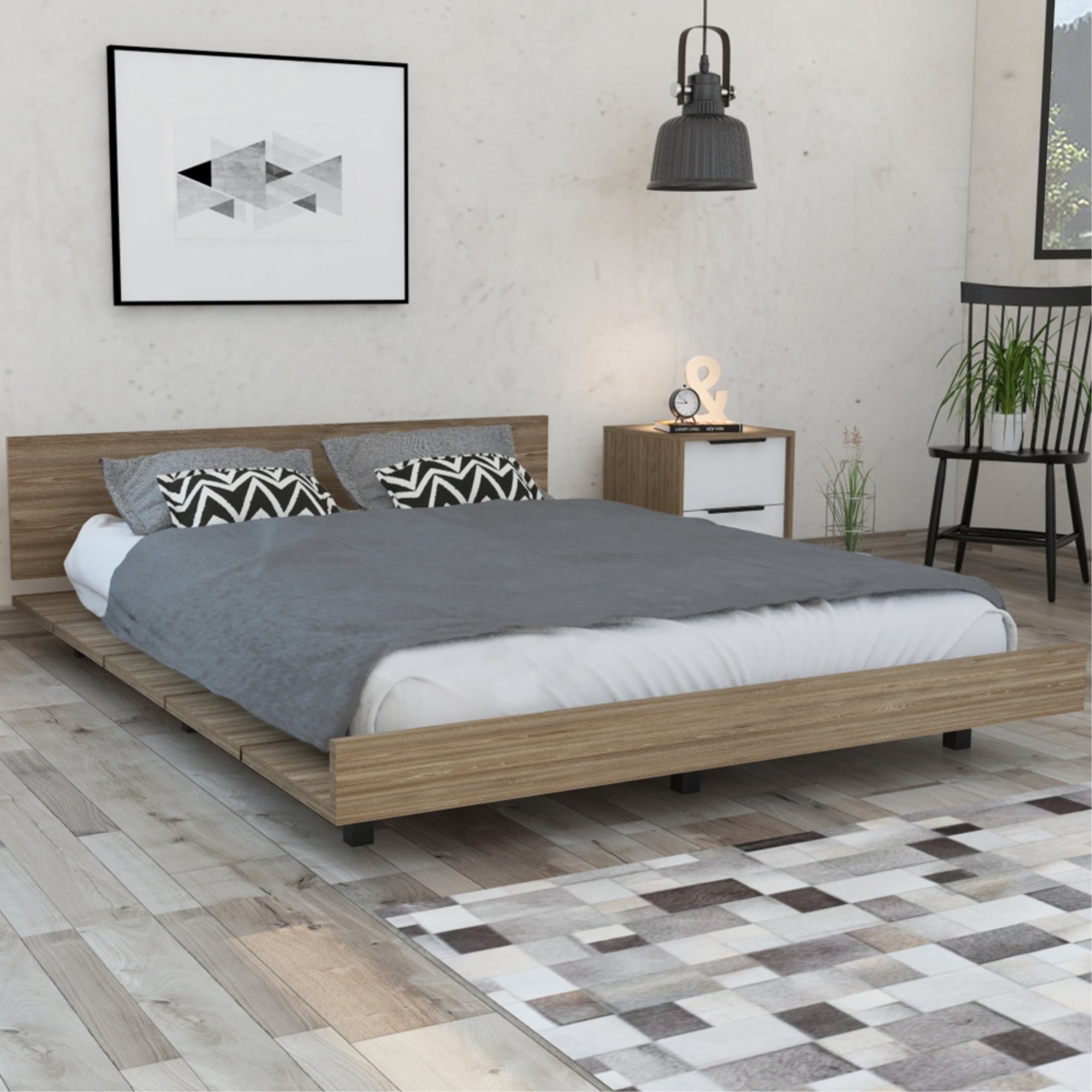 BASE DE CAMA KAIA 2 PLAZAS MIEL Y BLANCO 51X160X212 CM - 5
