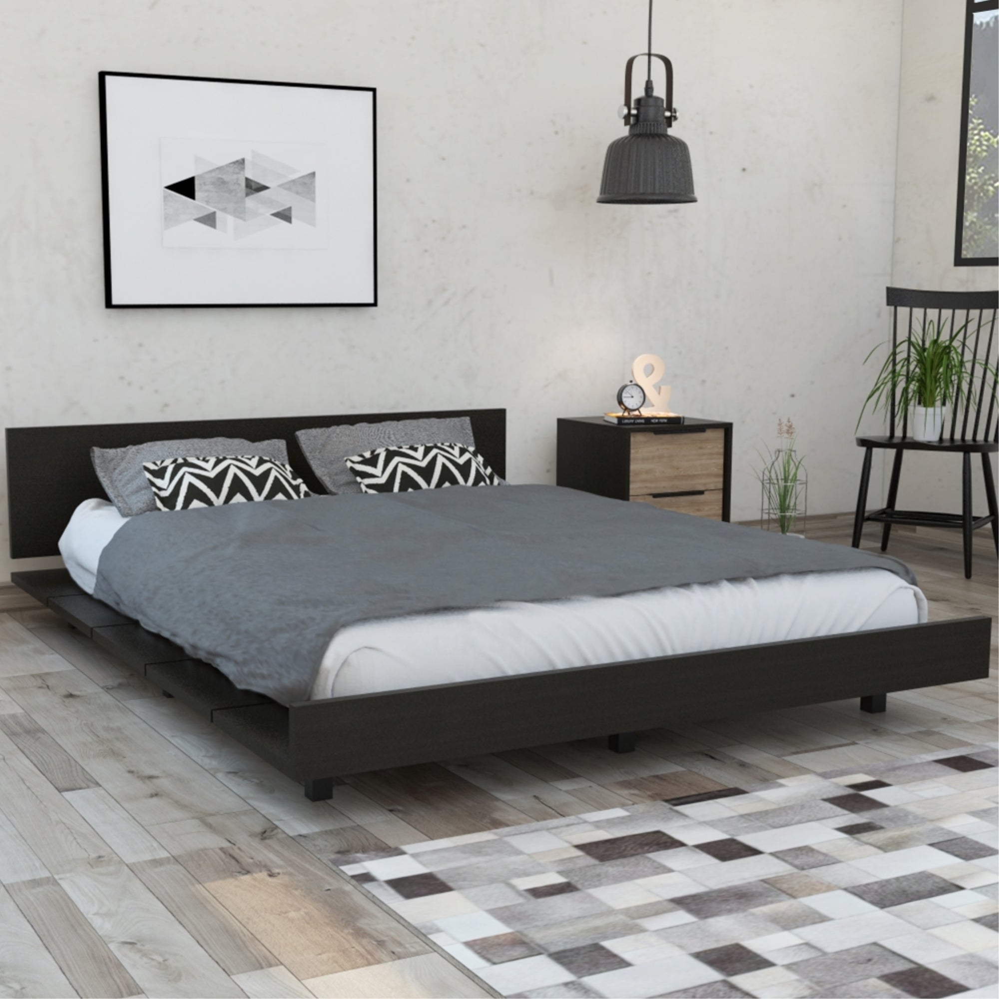 BASE DE CAMA KAIA 2 PLAZAS WENGUE Y MIEL 51X160X212 CM - 5