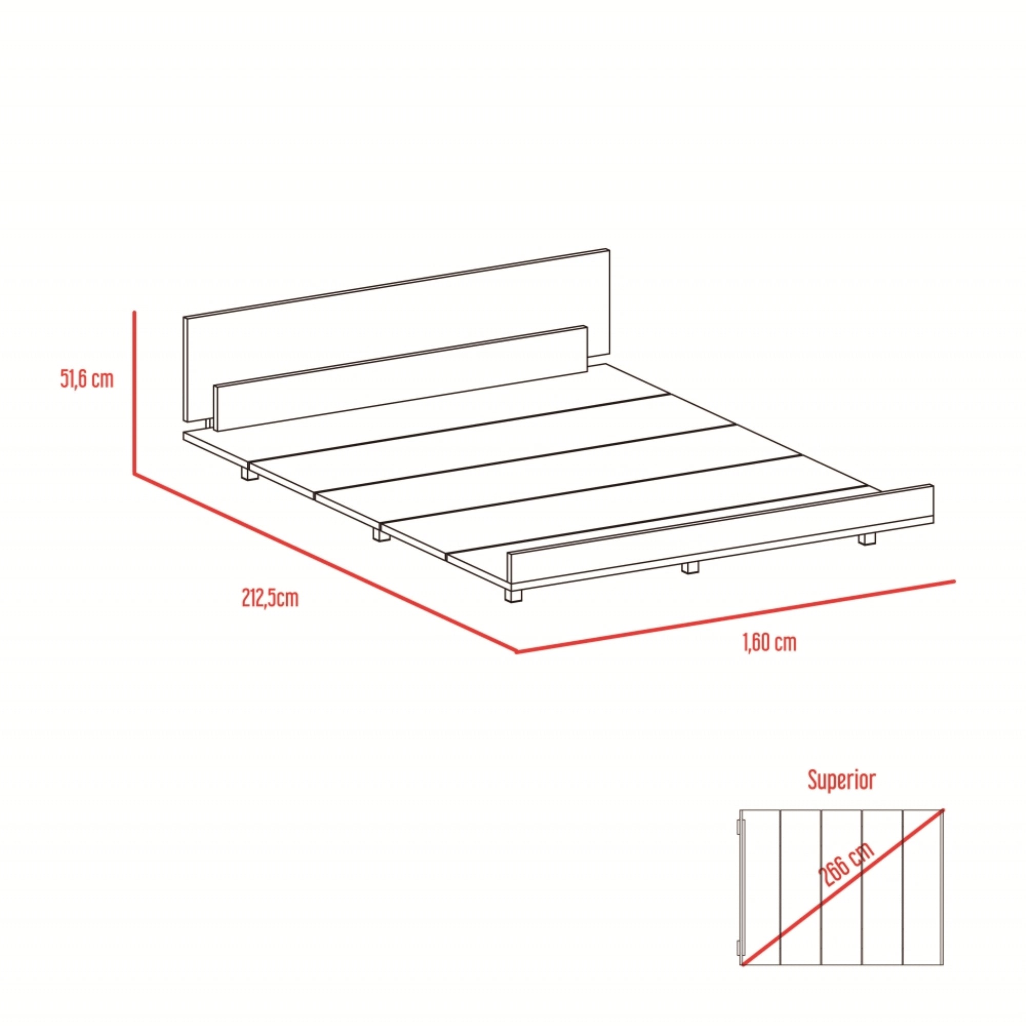 BASE DE CAMA KAIA 2 PLAZAS WENGUE Y MIEL 51X160X212 CM - 6