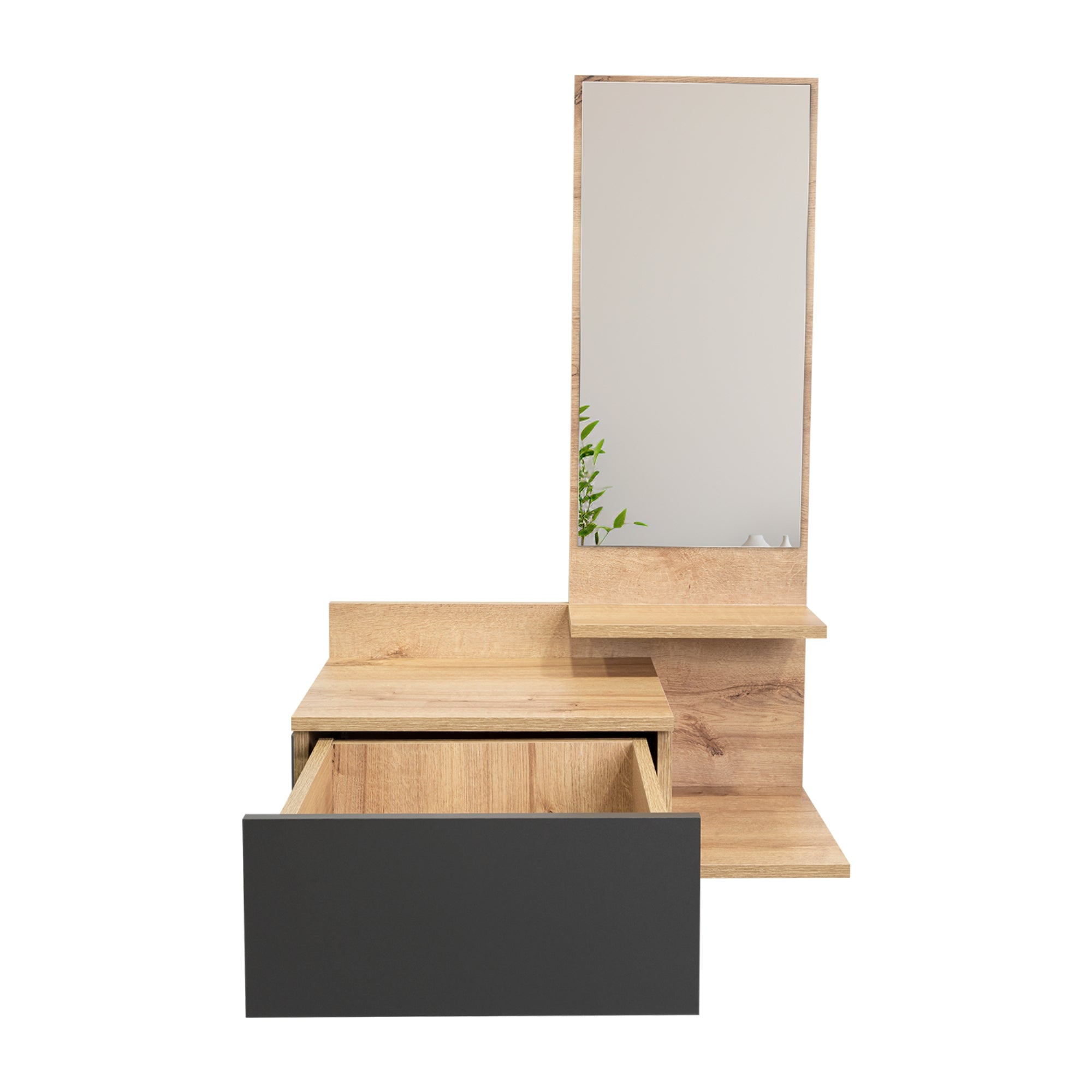 MUEBLE RECIBIDOR FLOTANTE 1 CAJON VIENA DUNA Y PLOMO - 6