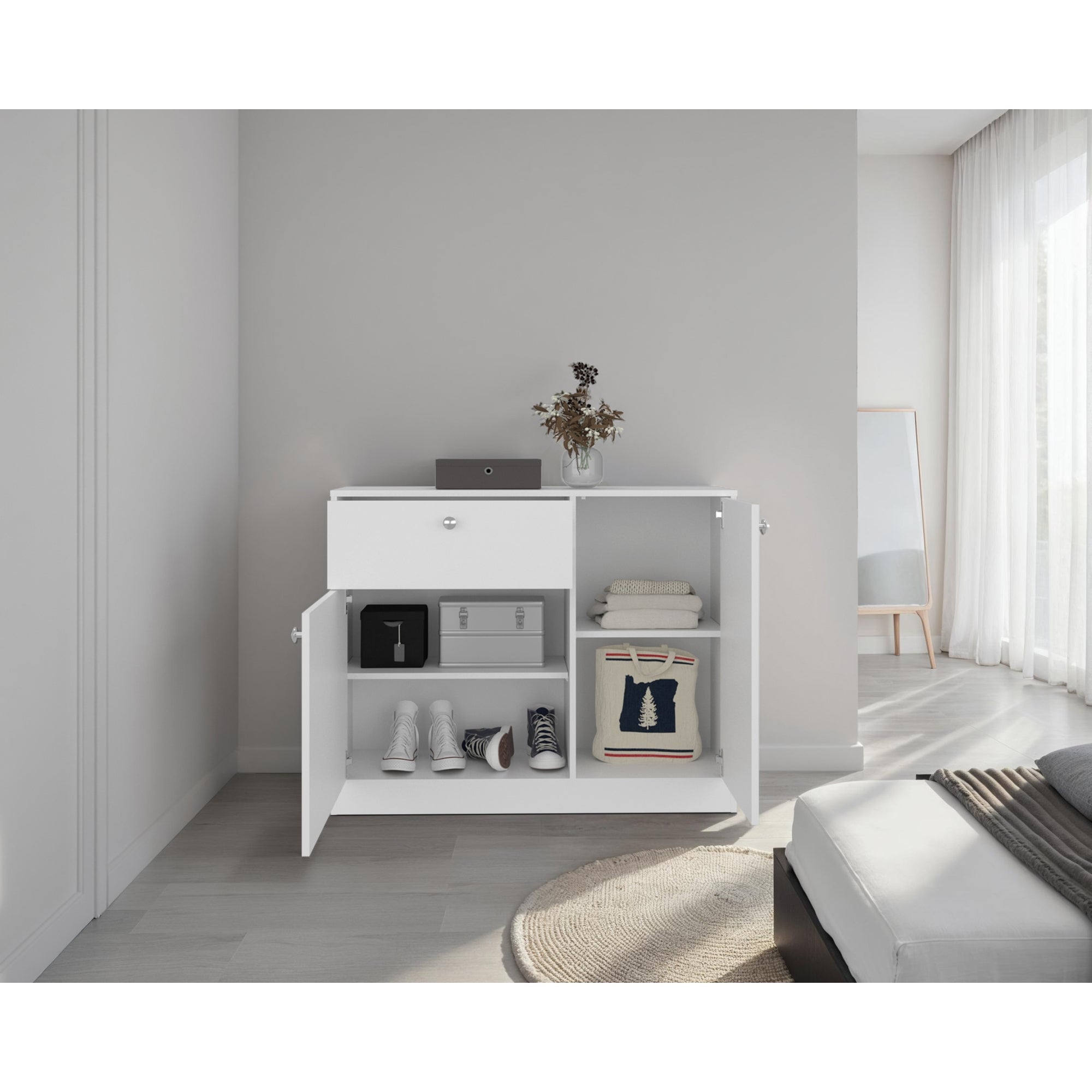 COMODA PRAGA 1 CAJON 2 PUERTAS BLANCO 80X100X30,2 CM - 6