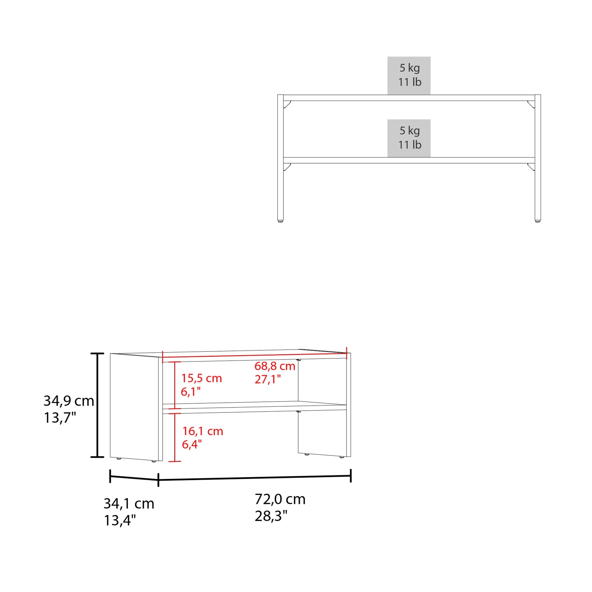 MODULO ZAPATERO Z-72 APILABLE FRESNO 34,9X72X34,1 CM - 6