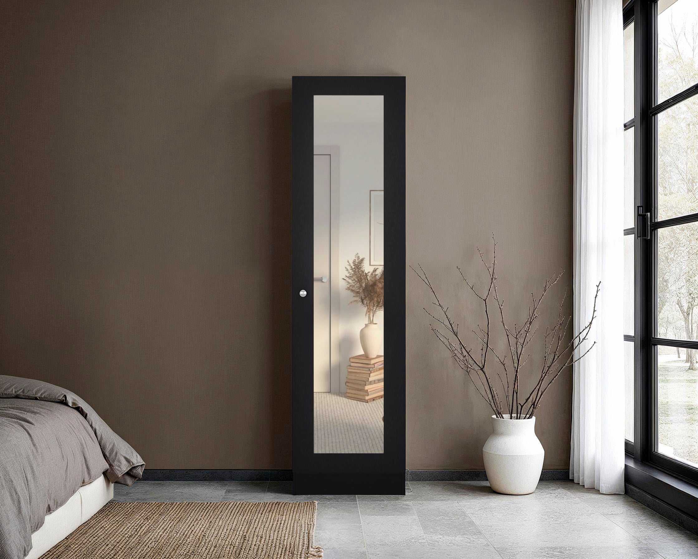 CLOSET PRAGA 1 PUERTA CON ESPEJO WENGUE 180,1X49,1X30,2 CM - 5