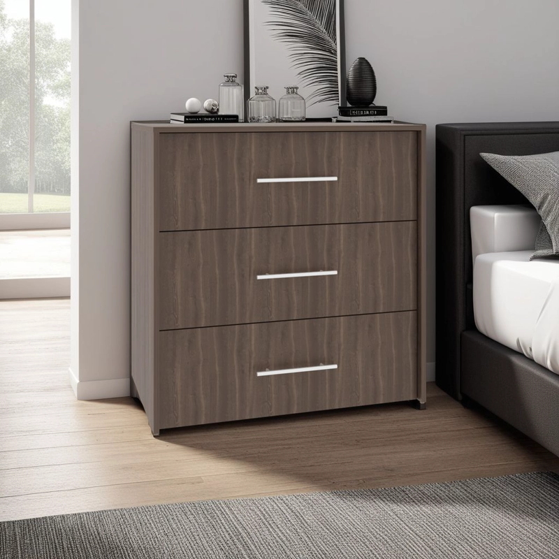 COMODA 3 CAJONES BIGAF 82,1X80X52,3 CM MILAN Y WENGUE - 5