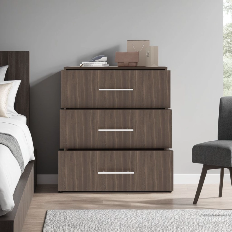 COMODA 3 CAJONES BIGAF 82,1X80X52,3 CM MILAN Y WENGUE - 6
