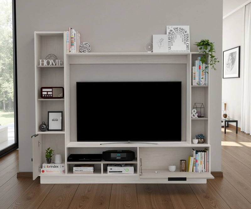 ESTANTE TV 60' MARSELLA NIEBLA Y PLOMO 176.8X202X35 CM - 6