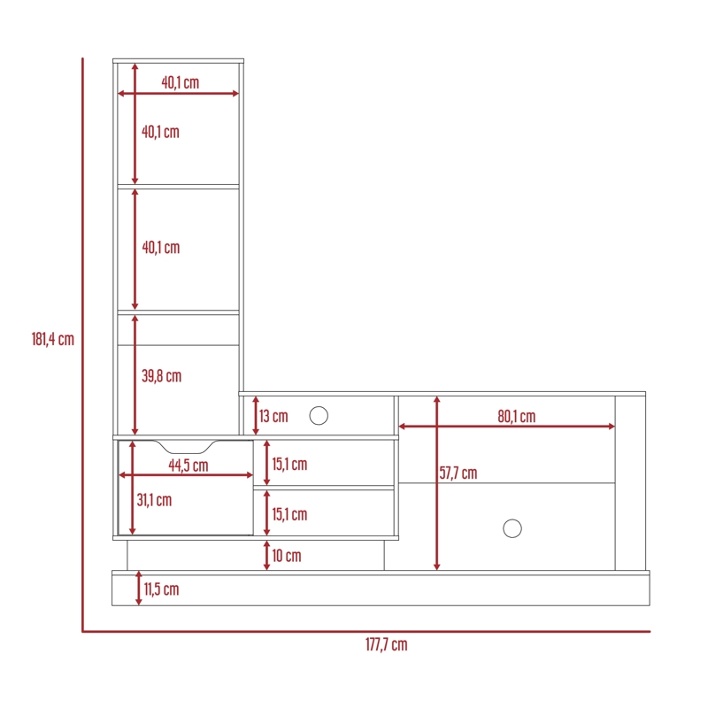 ESTANTE TV 55' BLAKE 1 PUERTA DUNA Y BLANCO 181.4X177.7X43.1 CM - 8